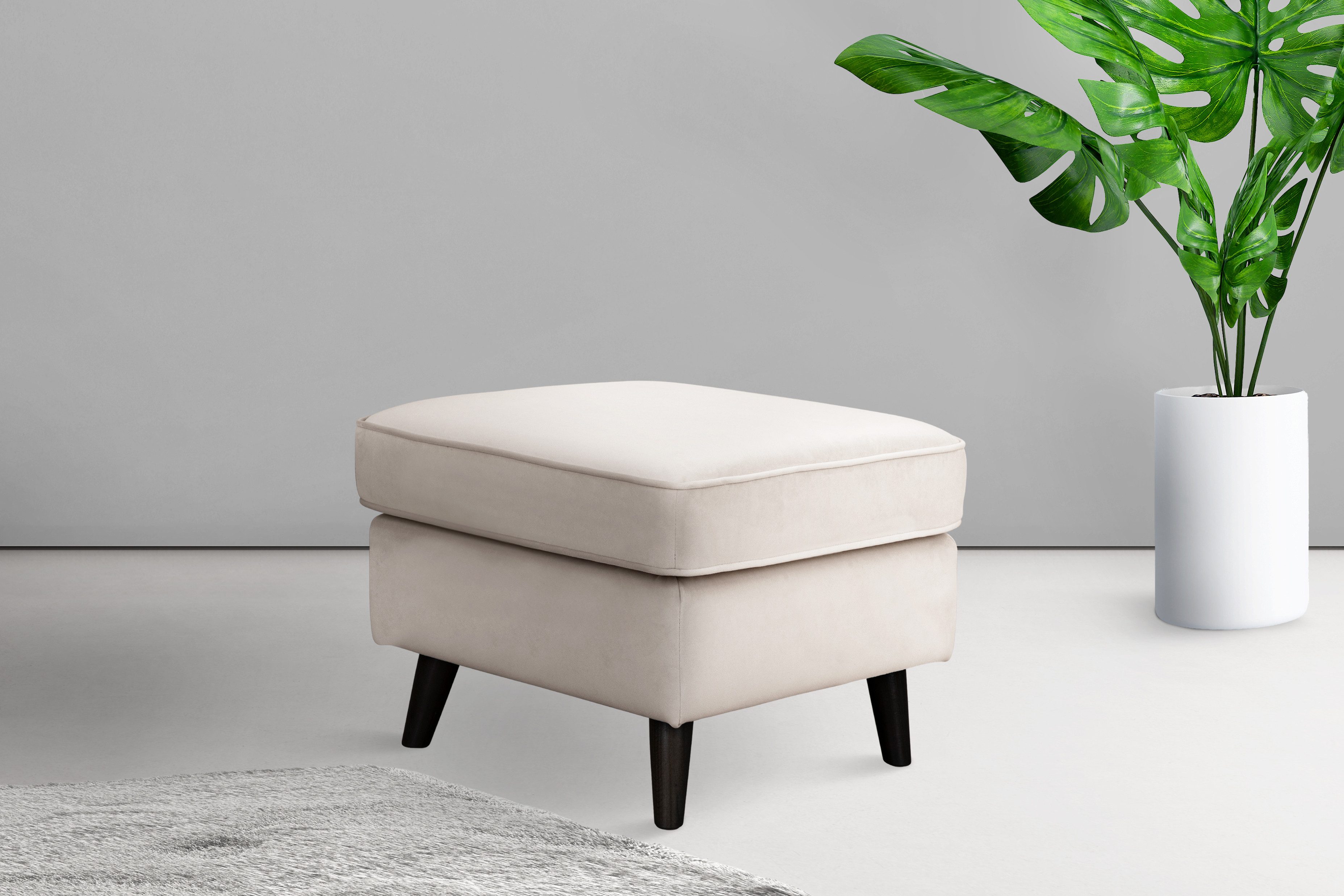 Home affaire Hocker Poef CHISTELLE, ook in bouclé met golfondersteuning, afmetingen: bxdxh: 57x57x46 cm