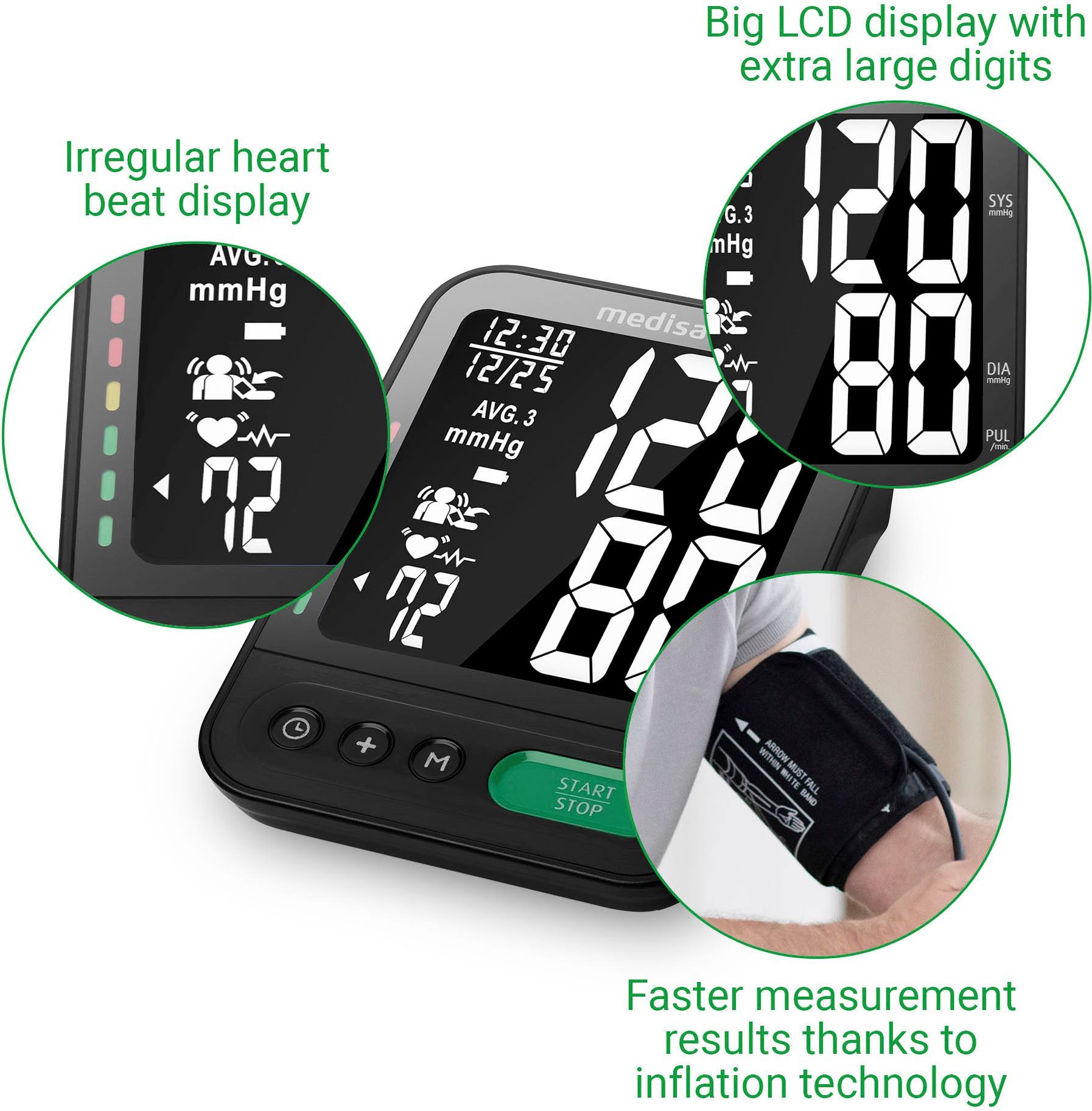 Medisana Bovenarm bloeddrukmeter BU 582 Verkeerslicht-kleurenschema, 120 geheugenplaatsen, grote manchet, medisch product