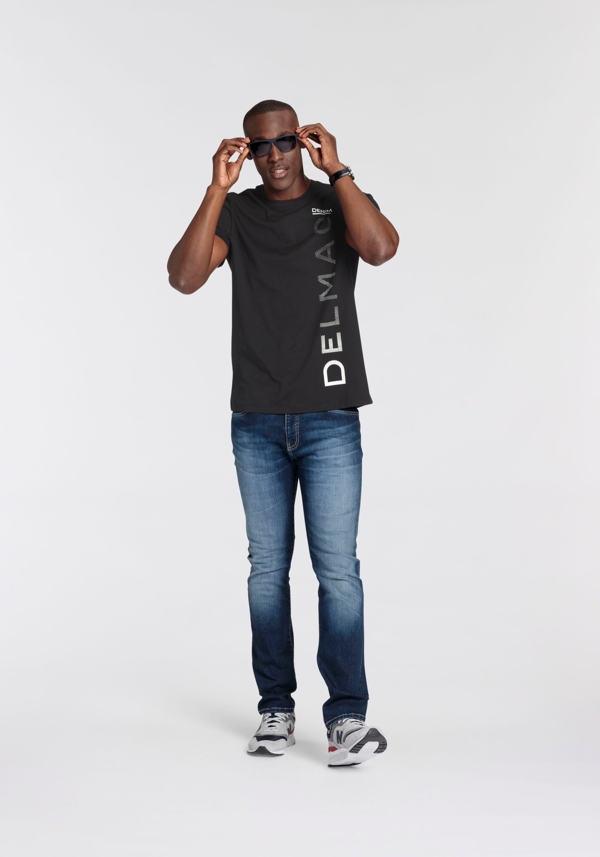 DELMAO T-shirt Korte mouwen, casual print, ronde hals, van katoen