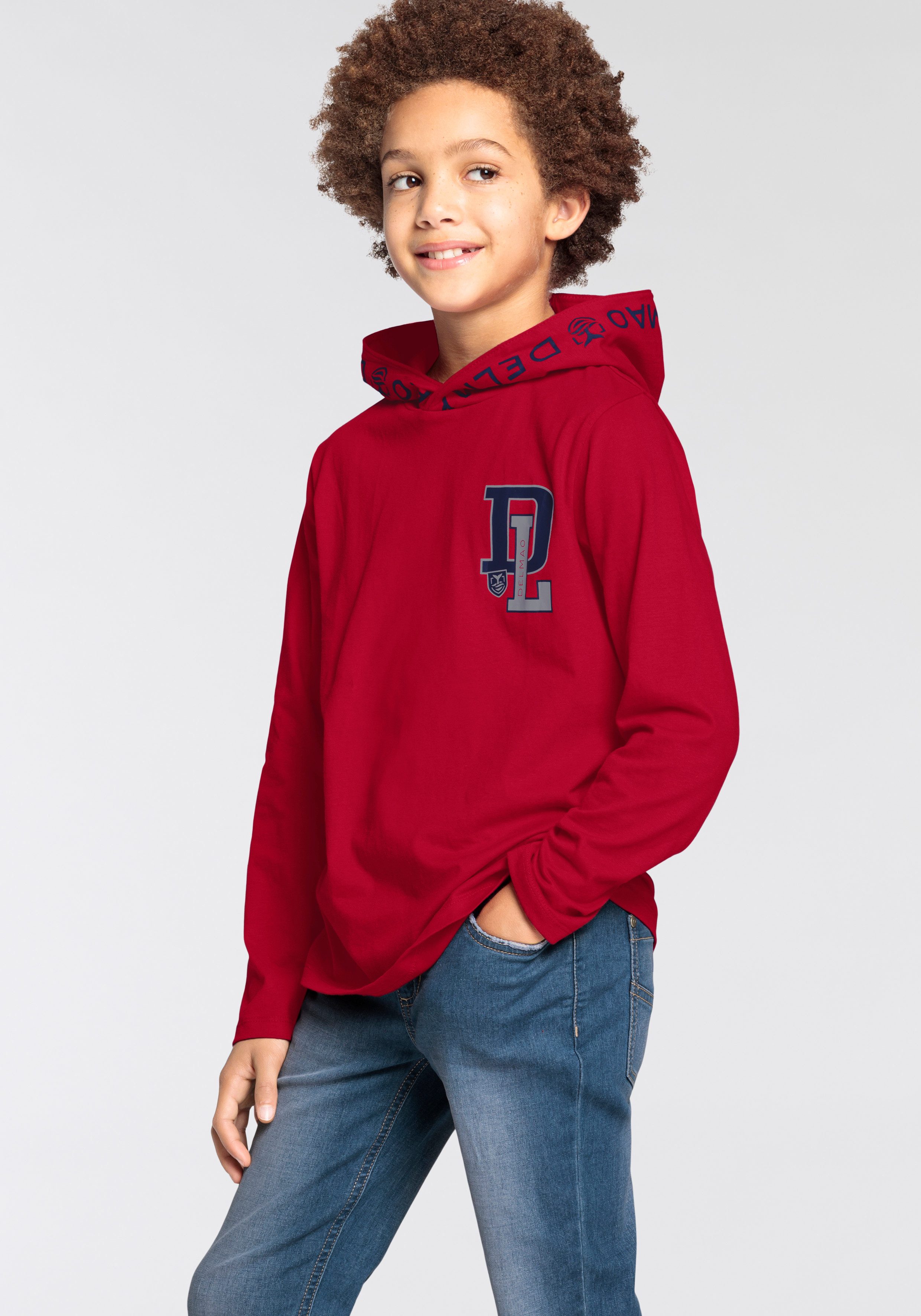 DELMAO Capuchonshirt Voor jongens Langarm, trendy druk, ideaal voor casual en sportieve outfits
