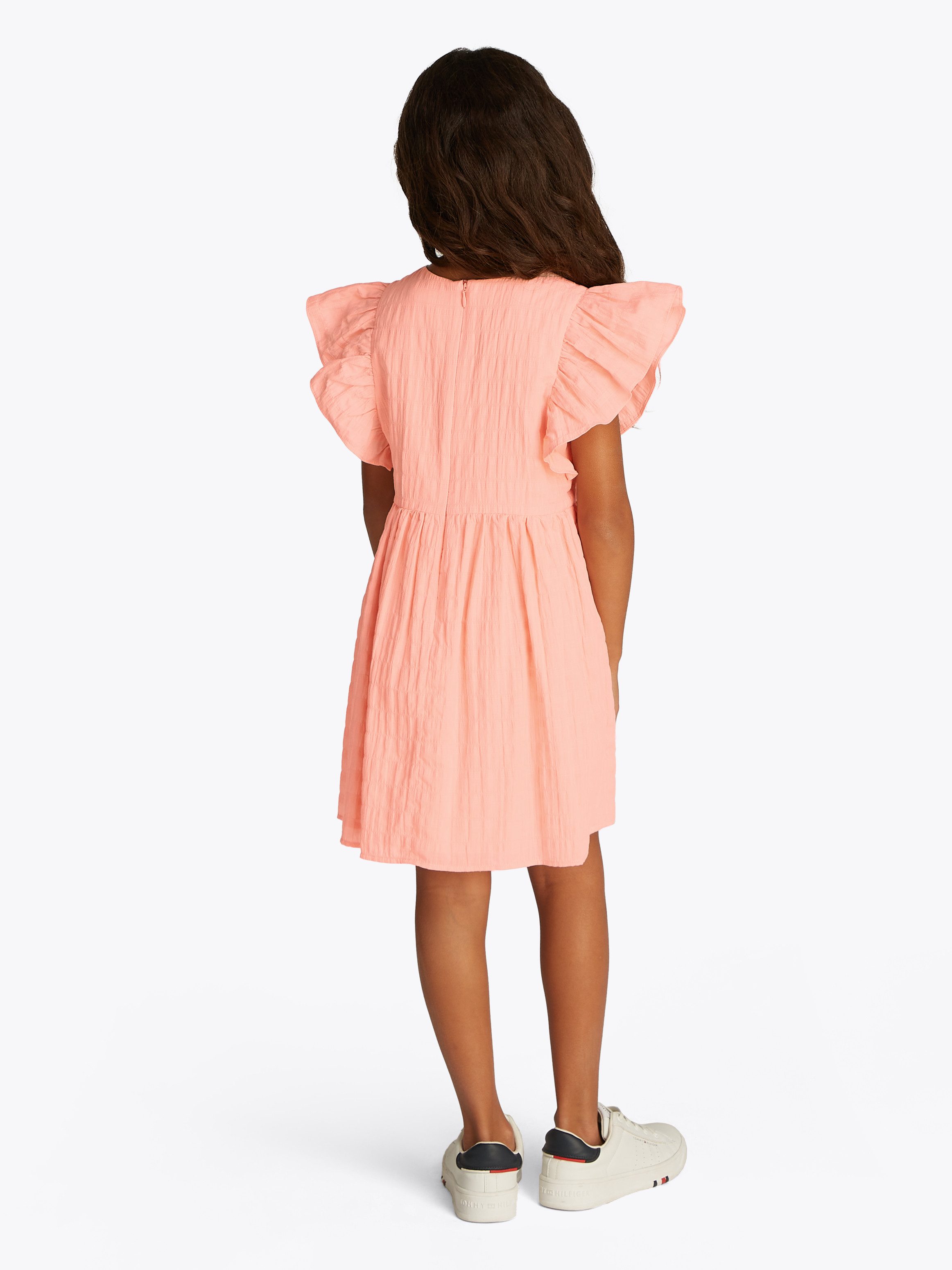 Tommy Hilfiger Zomerjurk TEXTURED COTTON met vleugel mouwen, met structuur