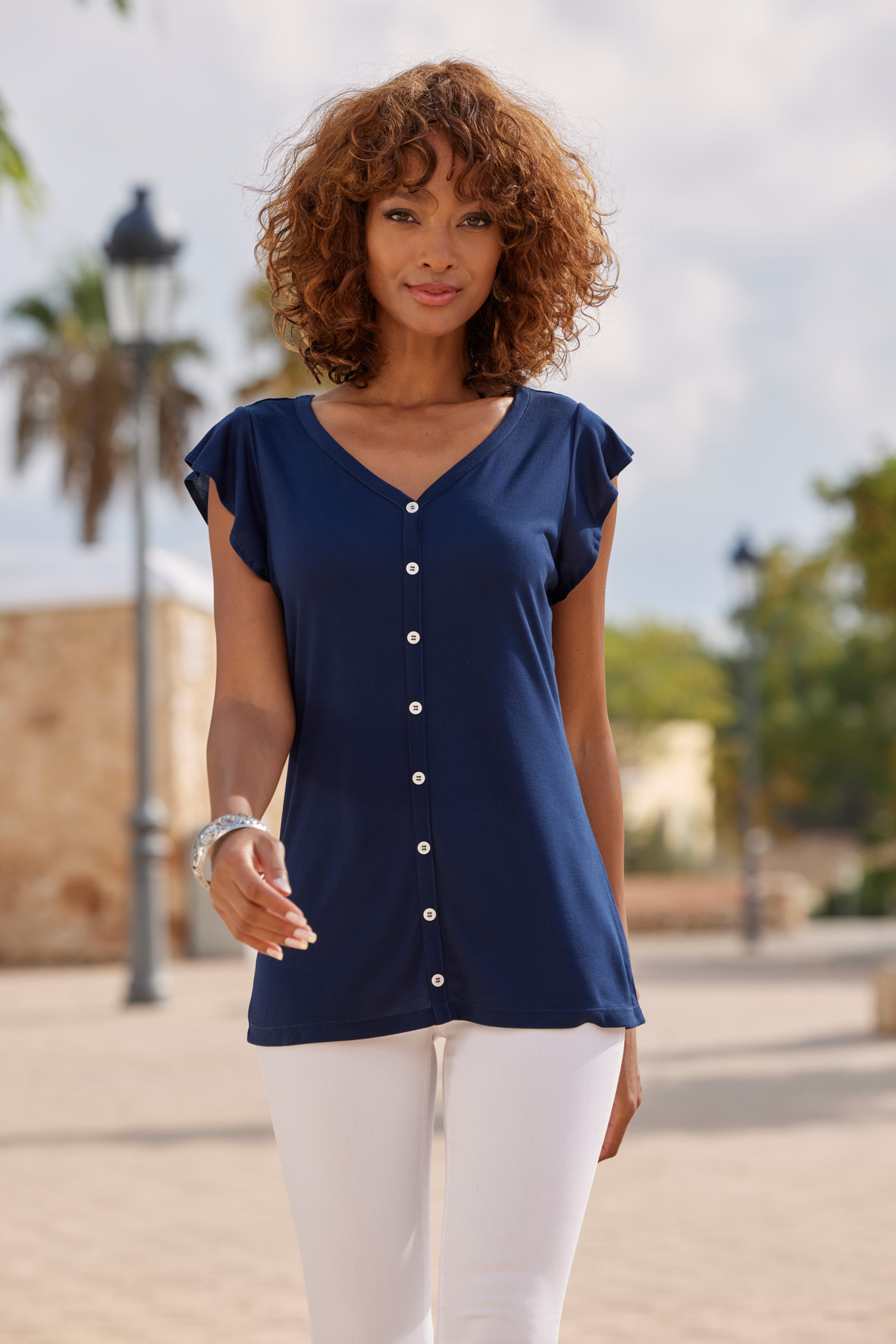 Vivance Shirt Met sierknoopsluiting van zachte viscosekwaliteit (2-delig, Set van 2)
