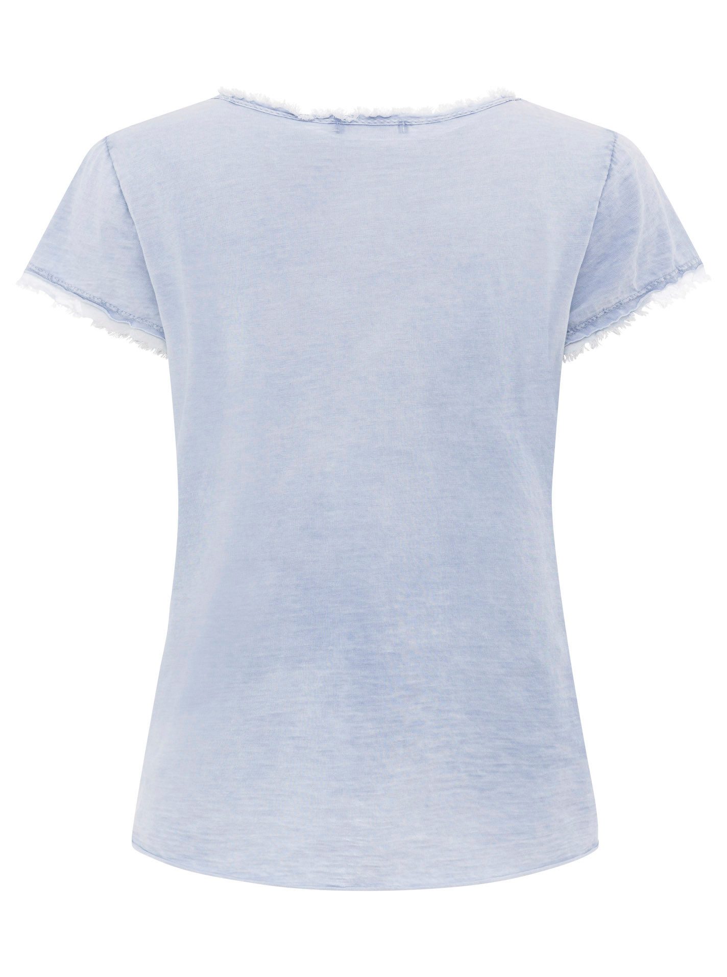 Zwillingsherz T-shirt Positive Mind met v-halslijn, stempeldruk en zoom in used-look