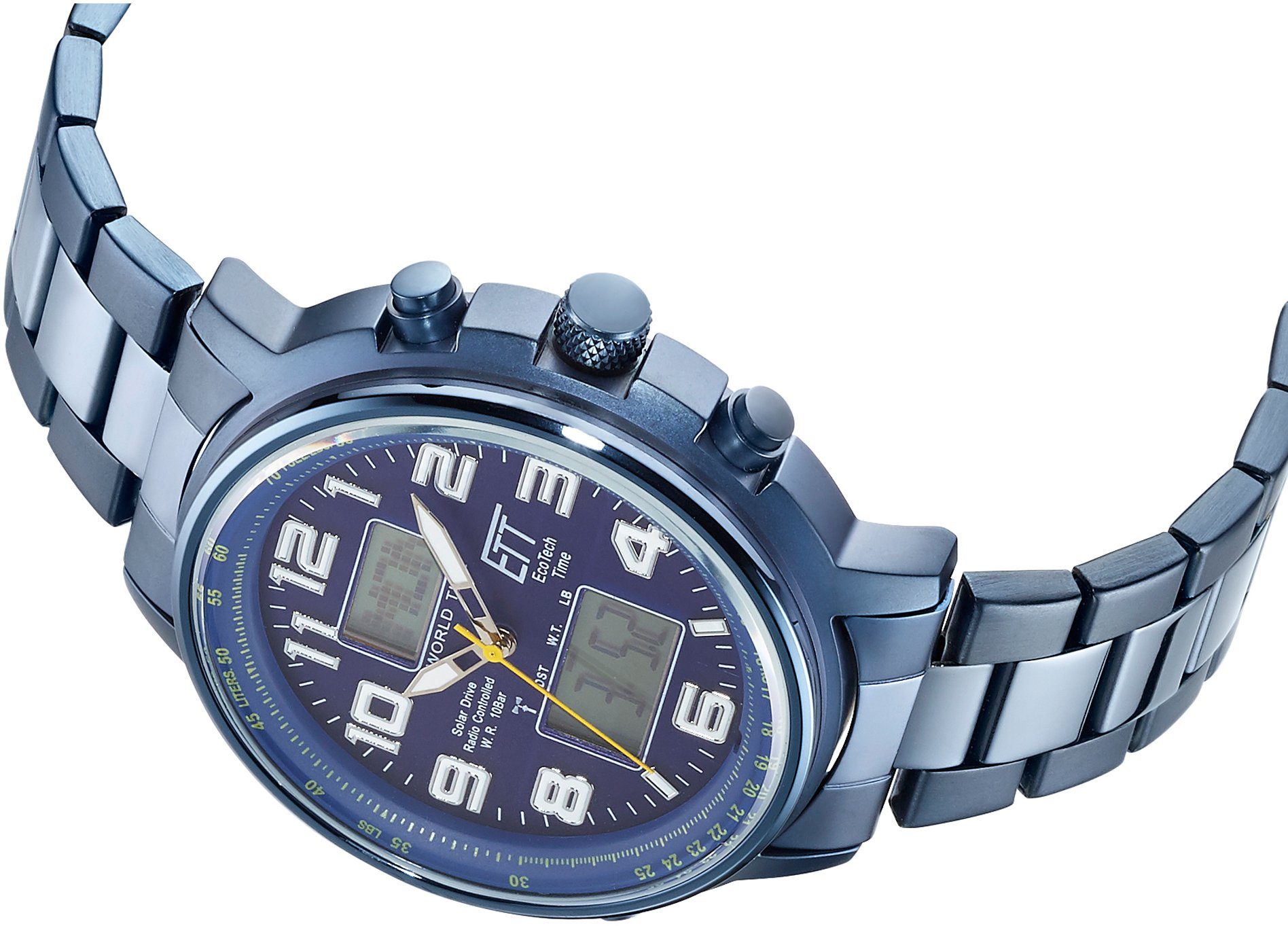 ETT Radiografische chronograaf Hunter Polshorloge, herenhorloge, solar, stopwatchfunctie, roestvrijstalen band