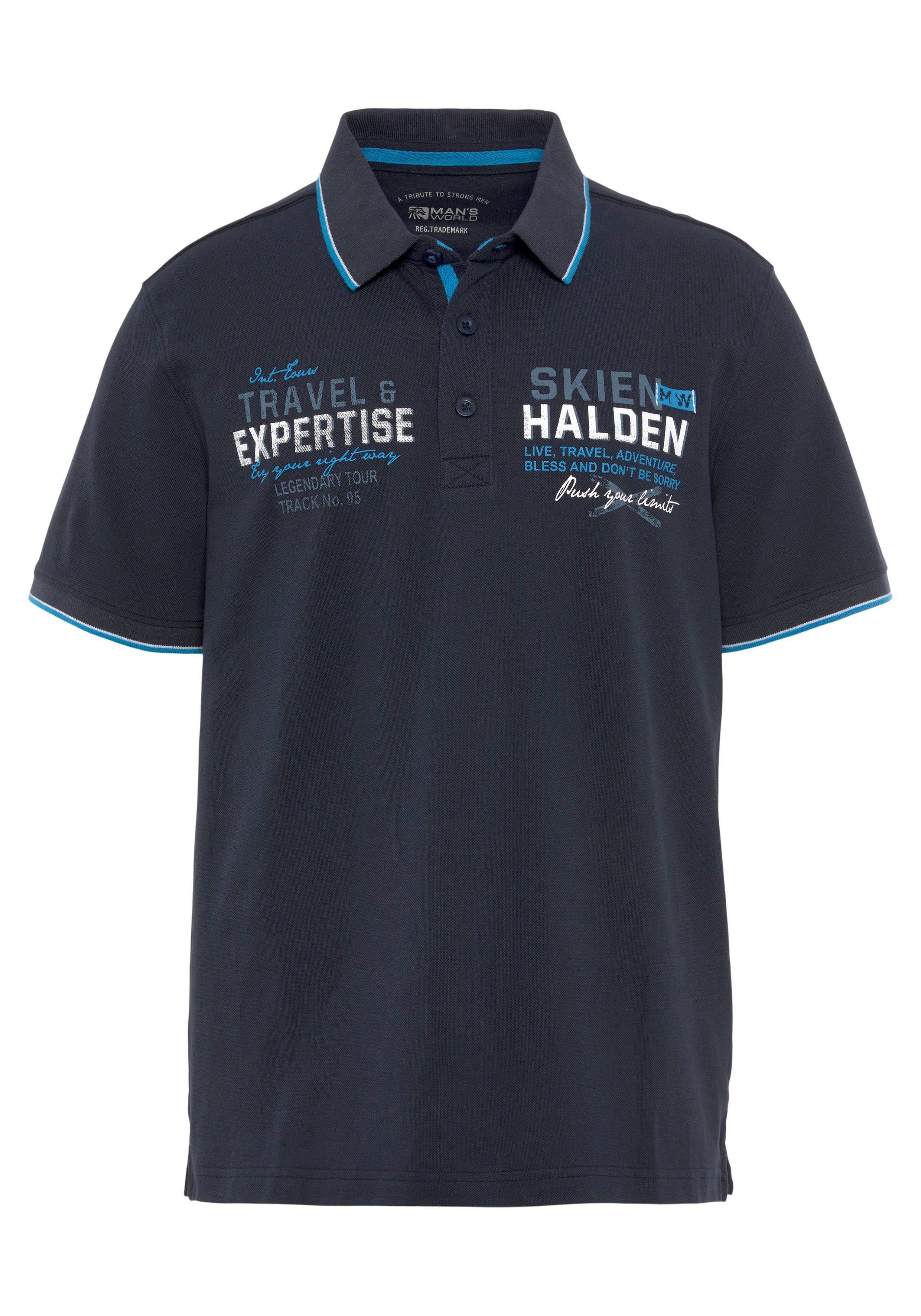 Man's World Poloshirt Korte mouwen, bedrukt ontwerp, polokraag, van katoen