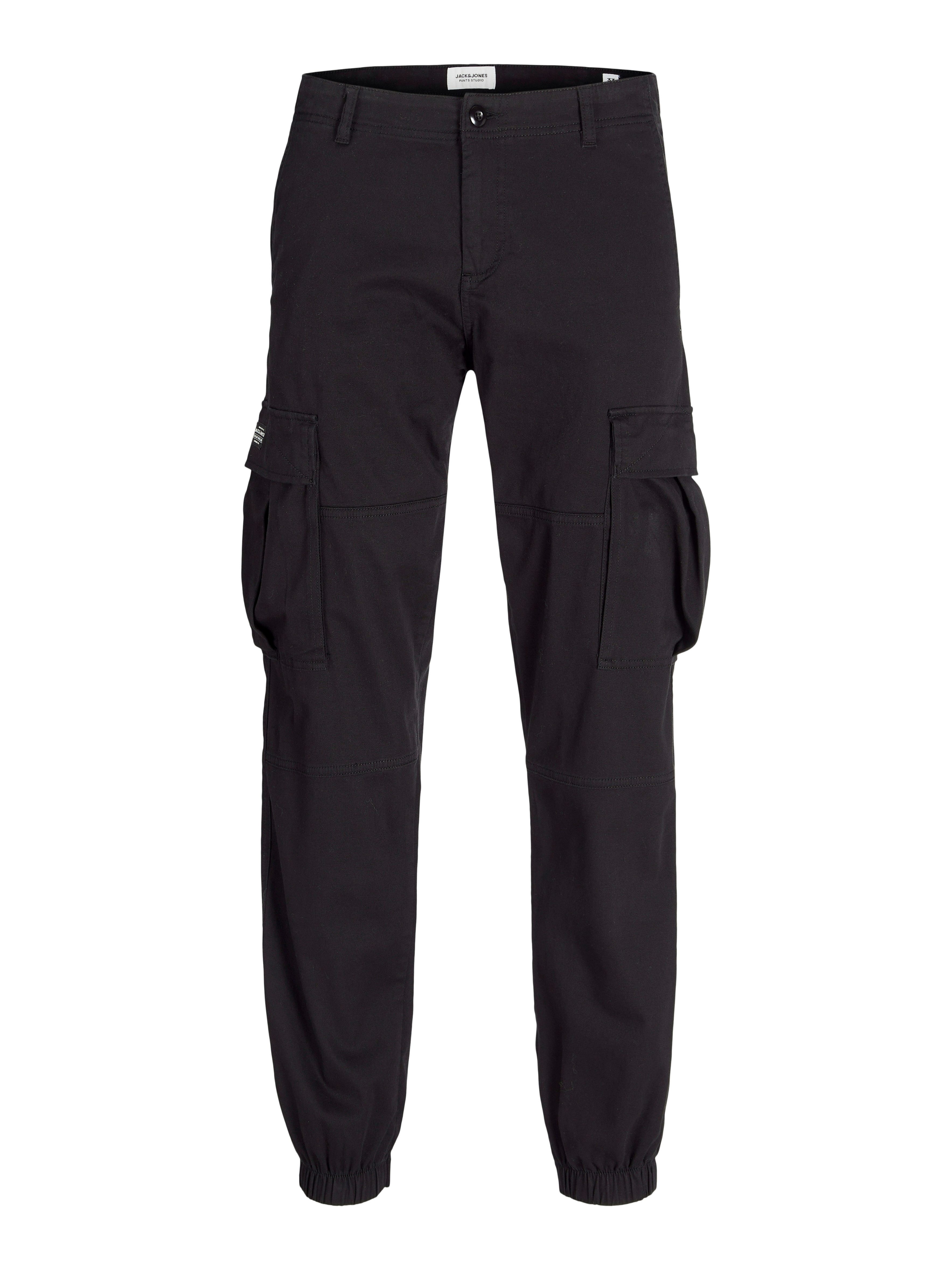 Jack & Jones Cargobroek JPSTKANE JJJONNIE CUFFED CARGO heren cargobroeken maat 30 zwart