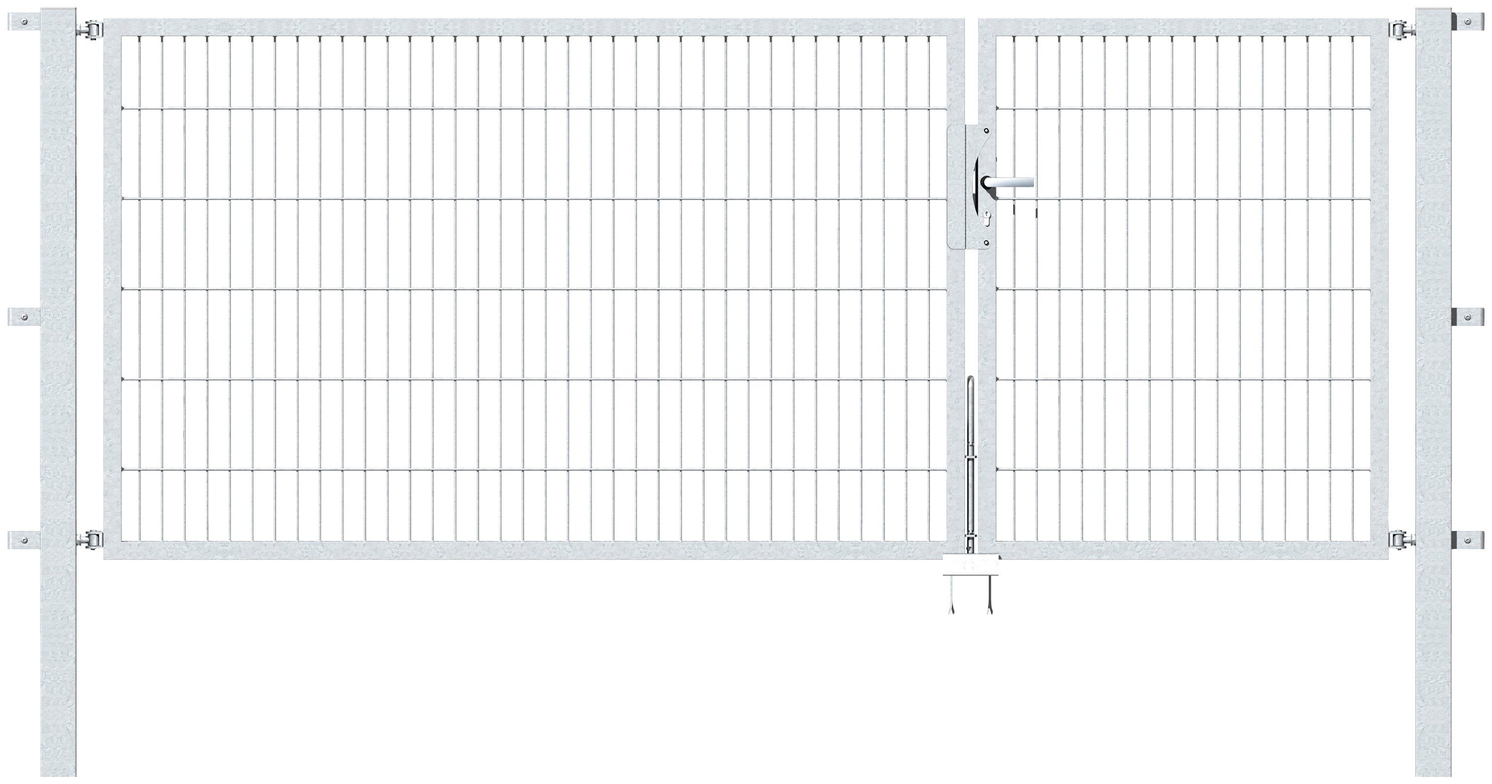 GAH Alberts Deur met dubbel hek Flexo 300 cm breedte (100 + 200 cm), in verschillende hoogten hekken maat 300 cm x 120 cm zilver