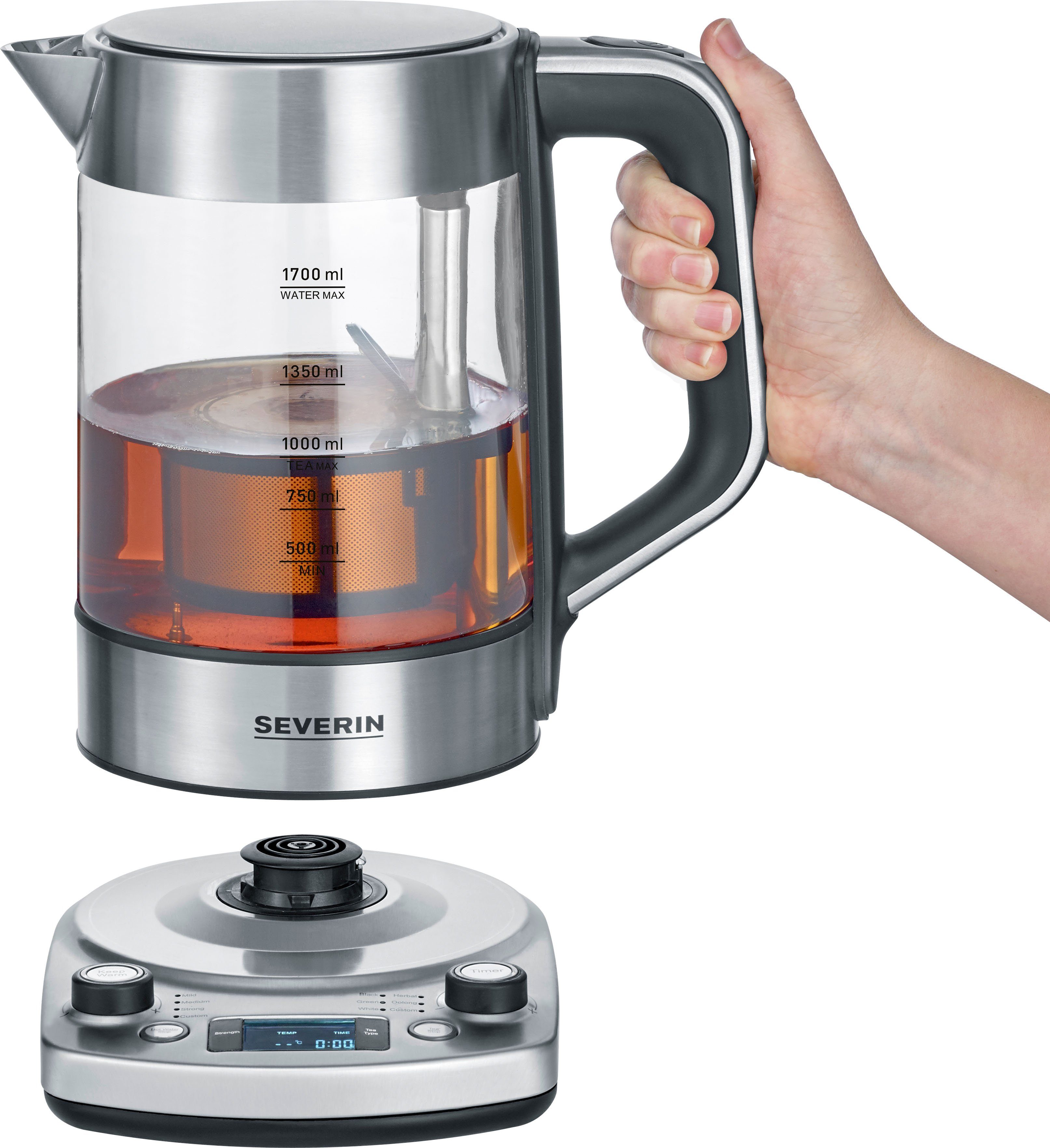 Severin Water en thee koker WK 3422, 1,7 l, Temperatuurstanden van 40 °C – 100°C in 5°C-stappen naar keuze
