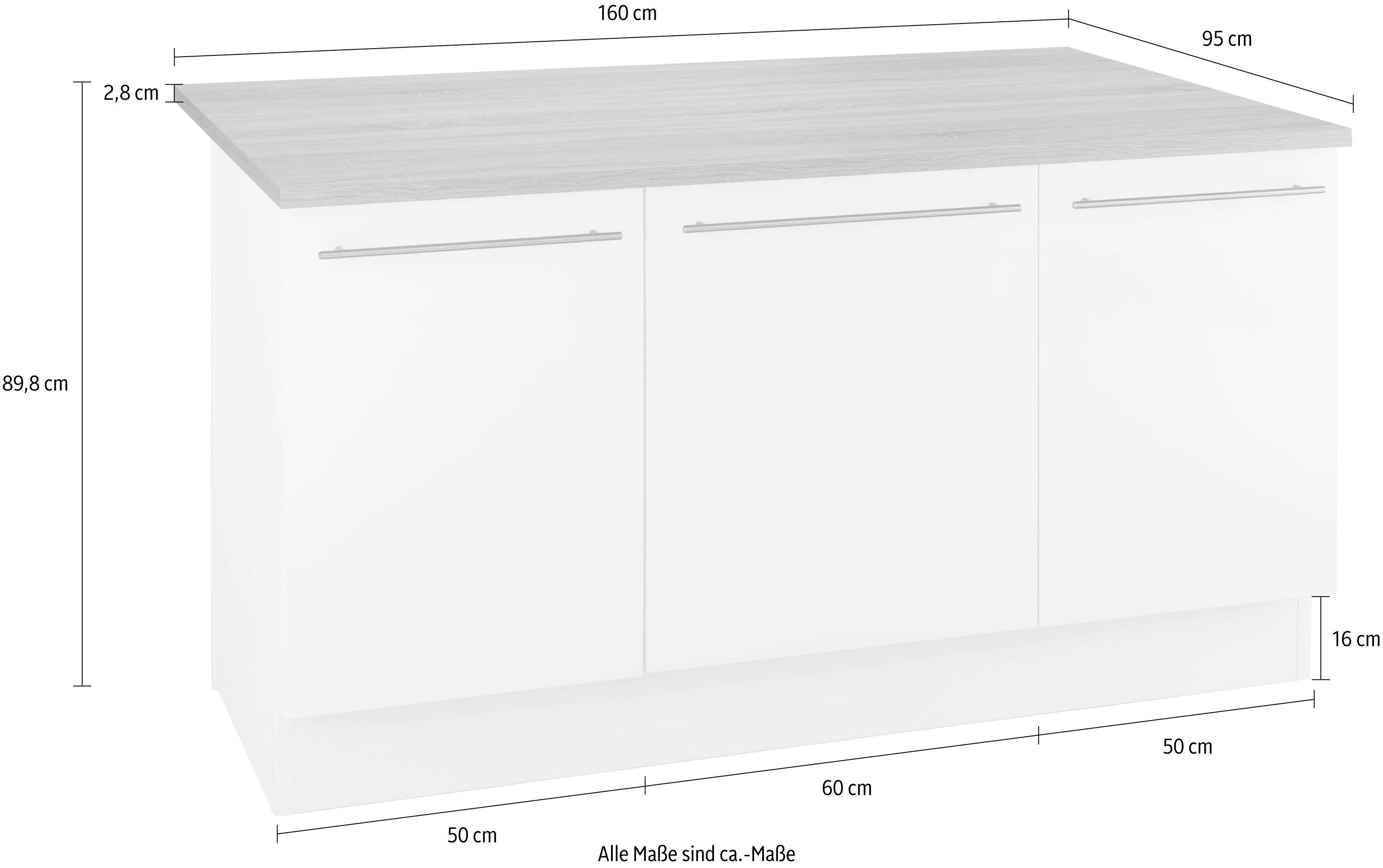 OPTIFIT Kookeiland met balie Bern, breedte 160 cm
