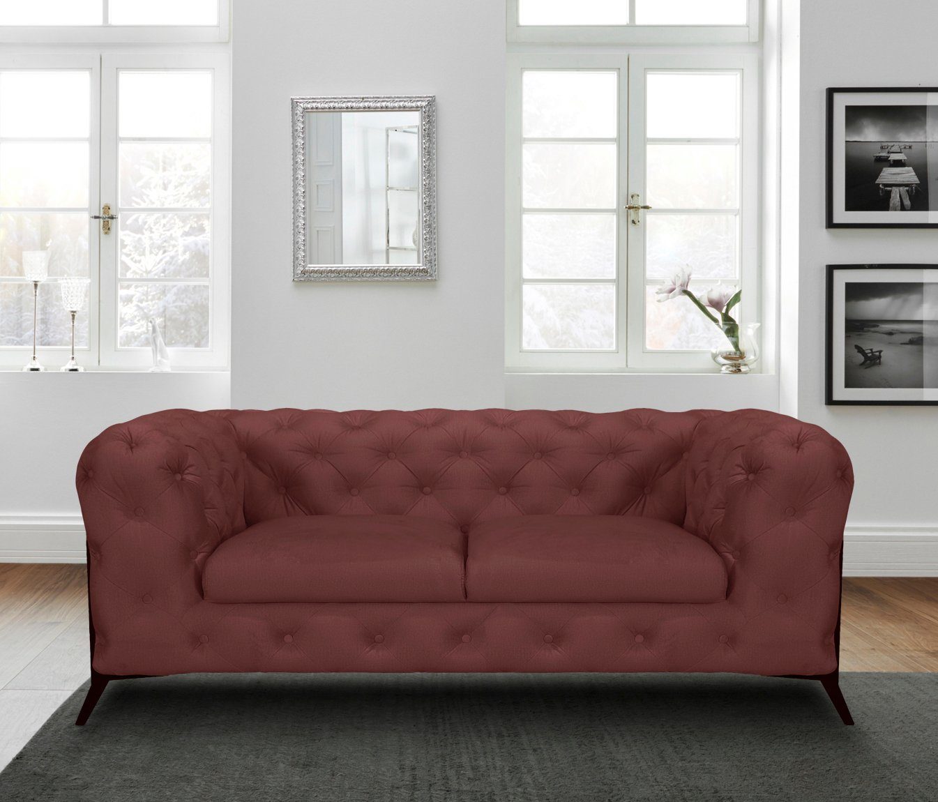 Leonique Chesterfield-bank Amaury luxueuze capitonnage, moderne chesterfield look, kleur van de poten ter keuze