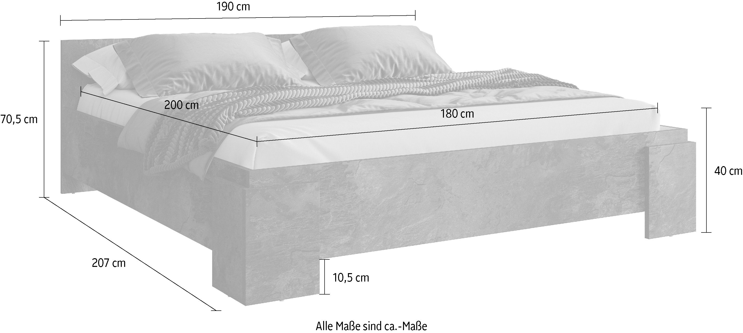 INOSIGN Bedframe India, FSC-gecertificeerd houtmateriaal, gemaakt in Europa Tweepersoonsbed 160x200 of 180x200 cm, wit of leisteenkleurig