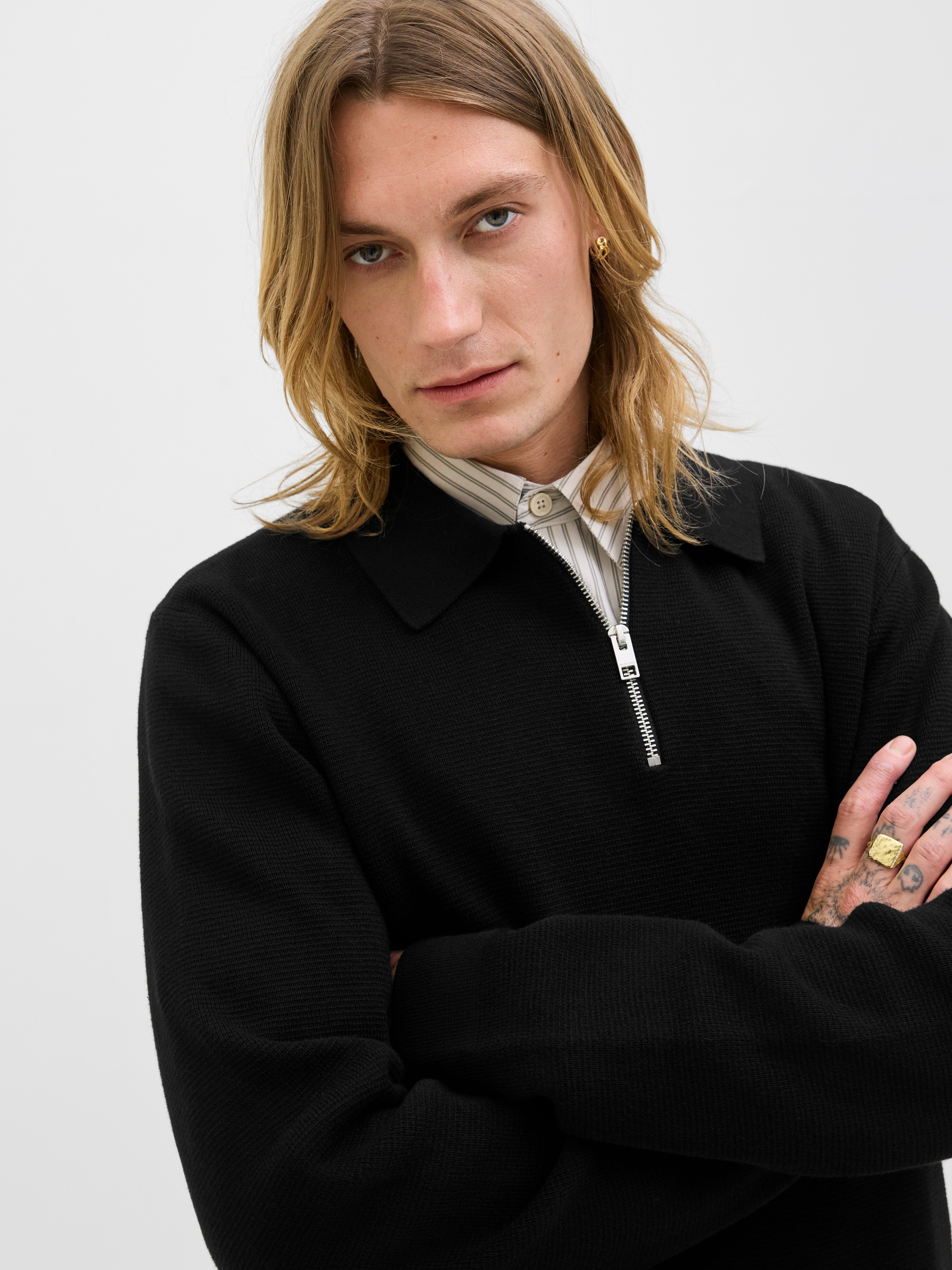 Jack & Jones Trui met polokraag JPRBLAMILANO STITCH KNIT ZIP POLO SN