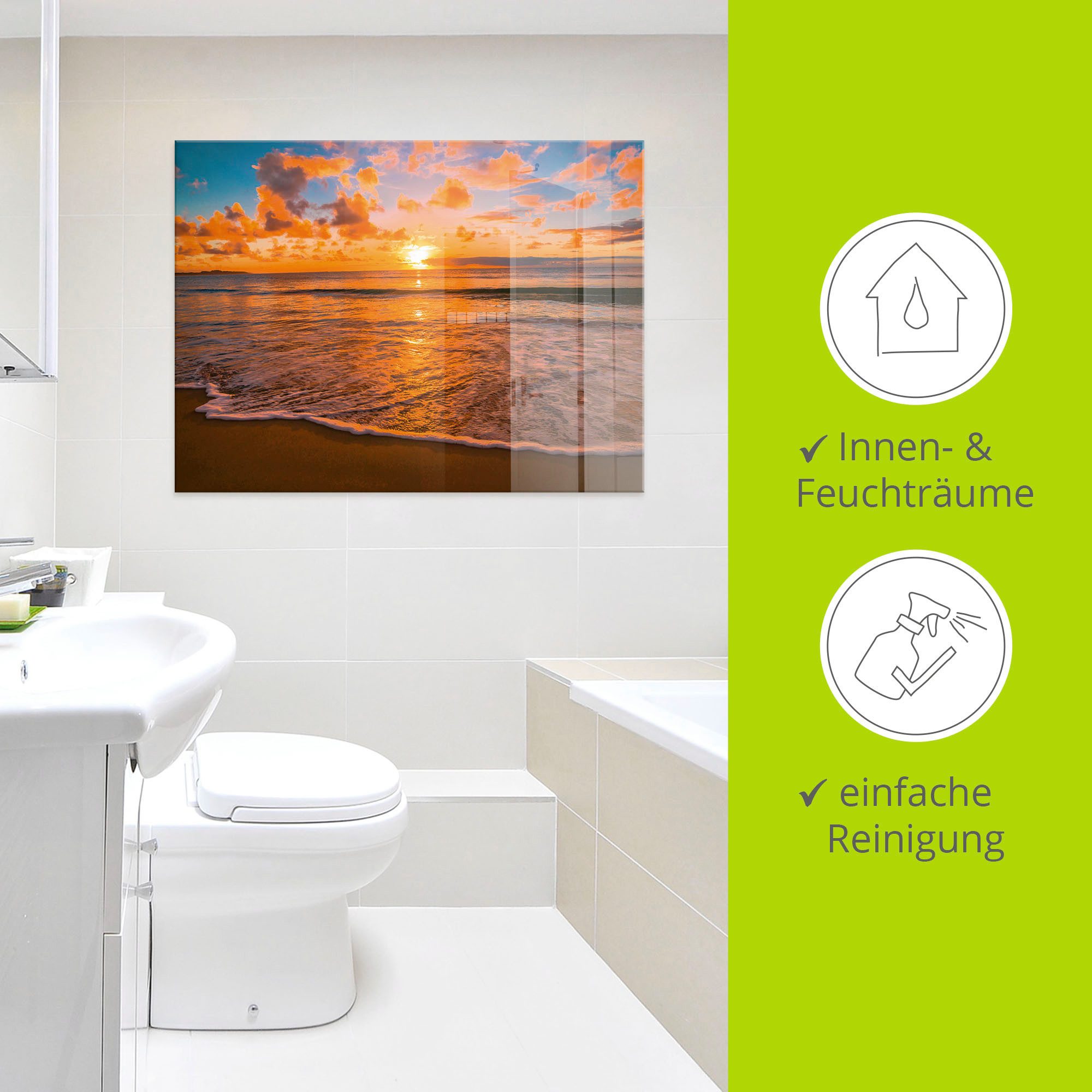 Artland Print op glas Zonsondergang aan het strand