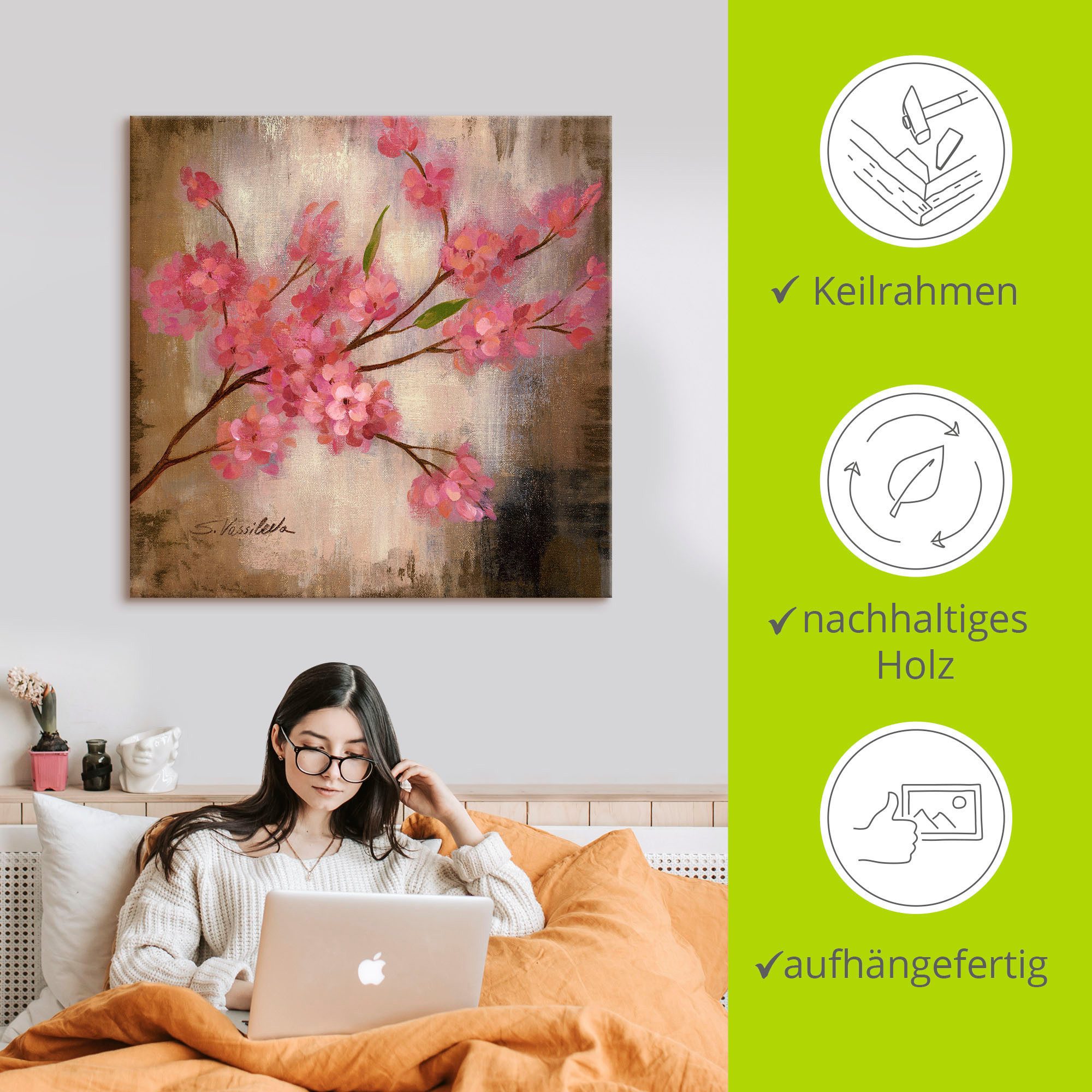 Artland Artprint op linnen Kersenbloesem I gespannen op een spieraam