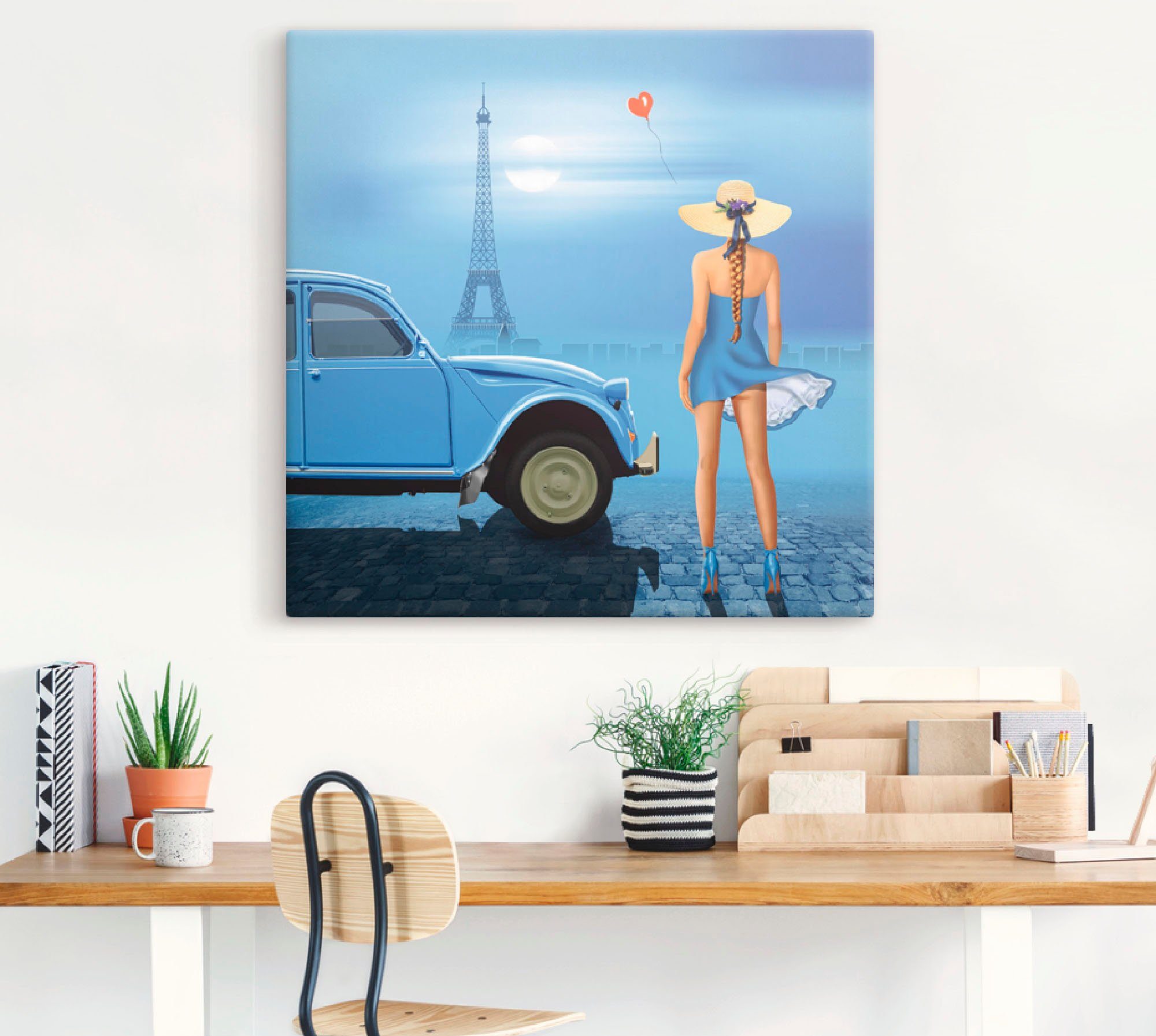 Artland Artprint op linnen Frans blauw gespannen op een spieraam
