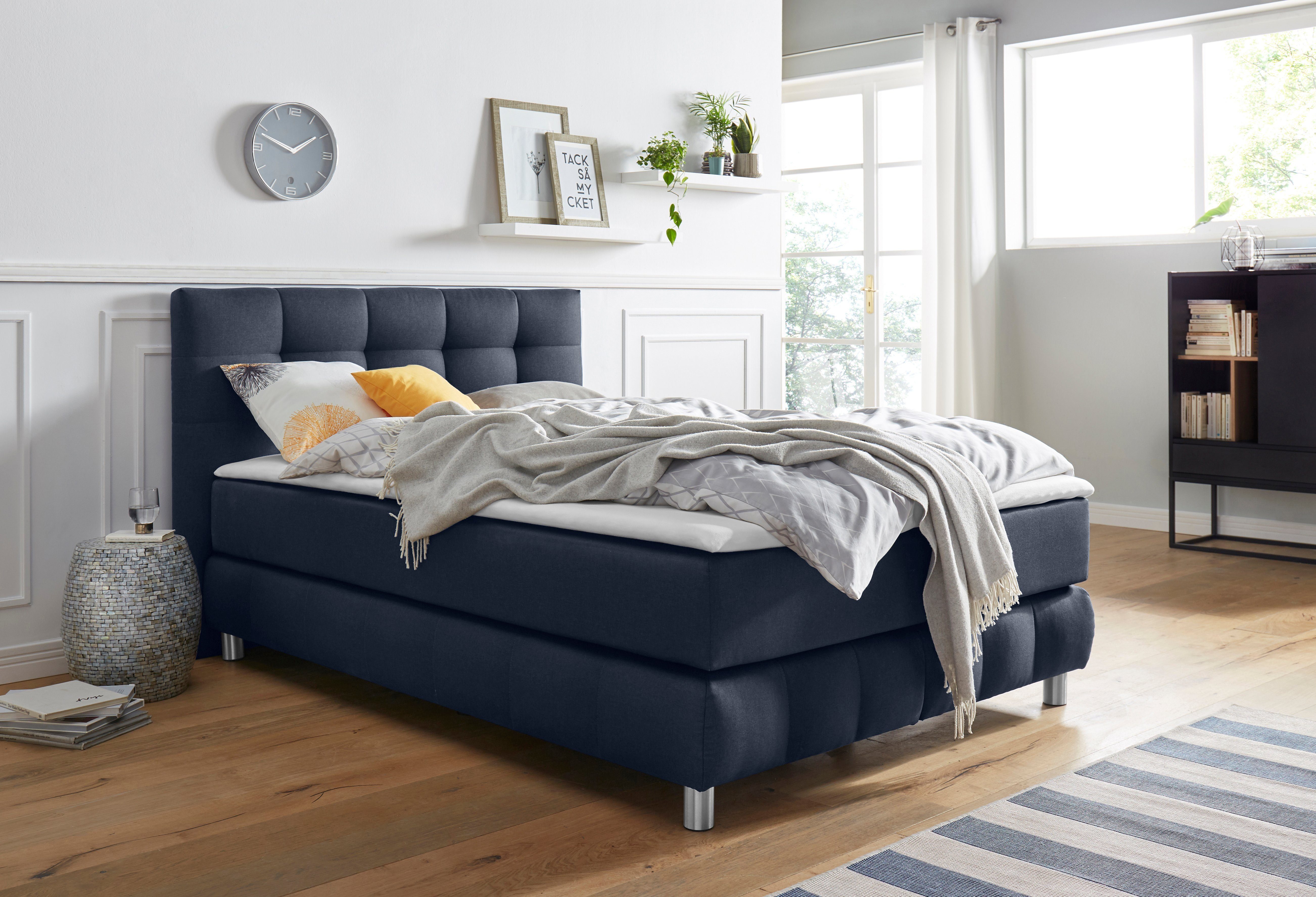 andas Boxspring Salo XXL in fluwelige look of structuurstof, 6 breedten in extra lang 220 cm, 4 hardheden