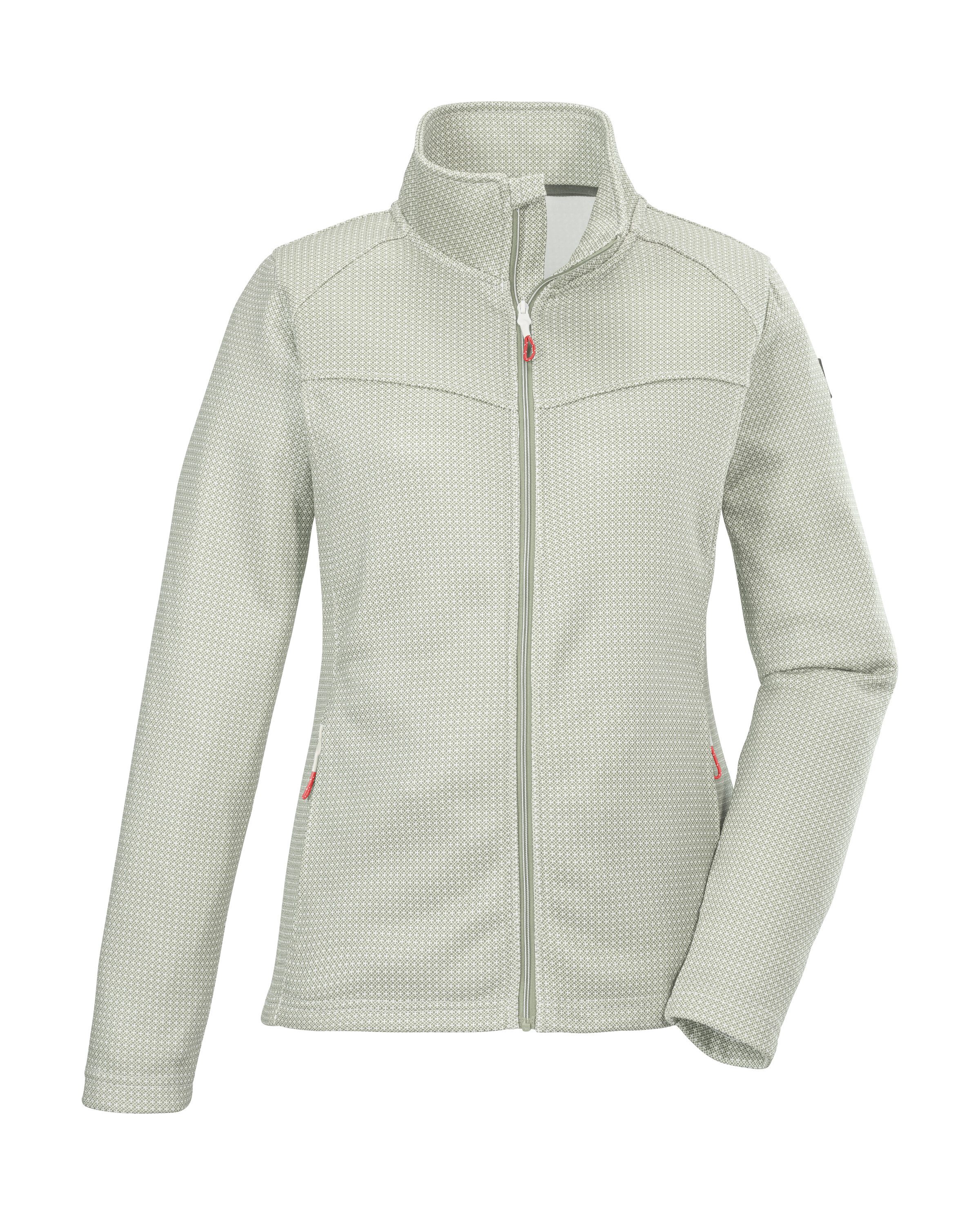 Killtec Fleecejack KOS 90 WMN FLC JCKT Elegante fleecejack met stretch, kinbescherming en ritszakken dames fleece vesten maat 42 groen