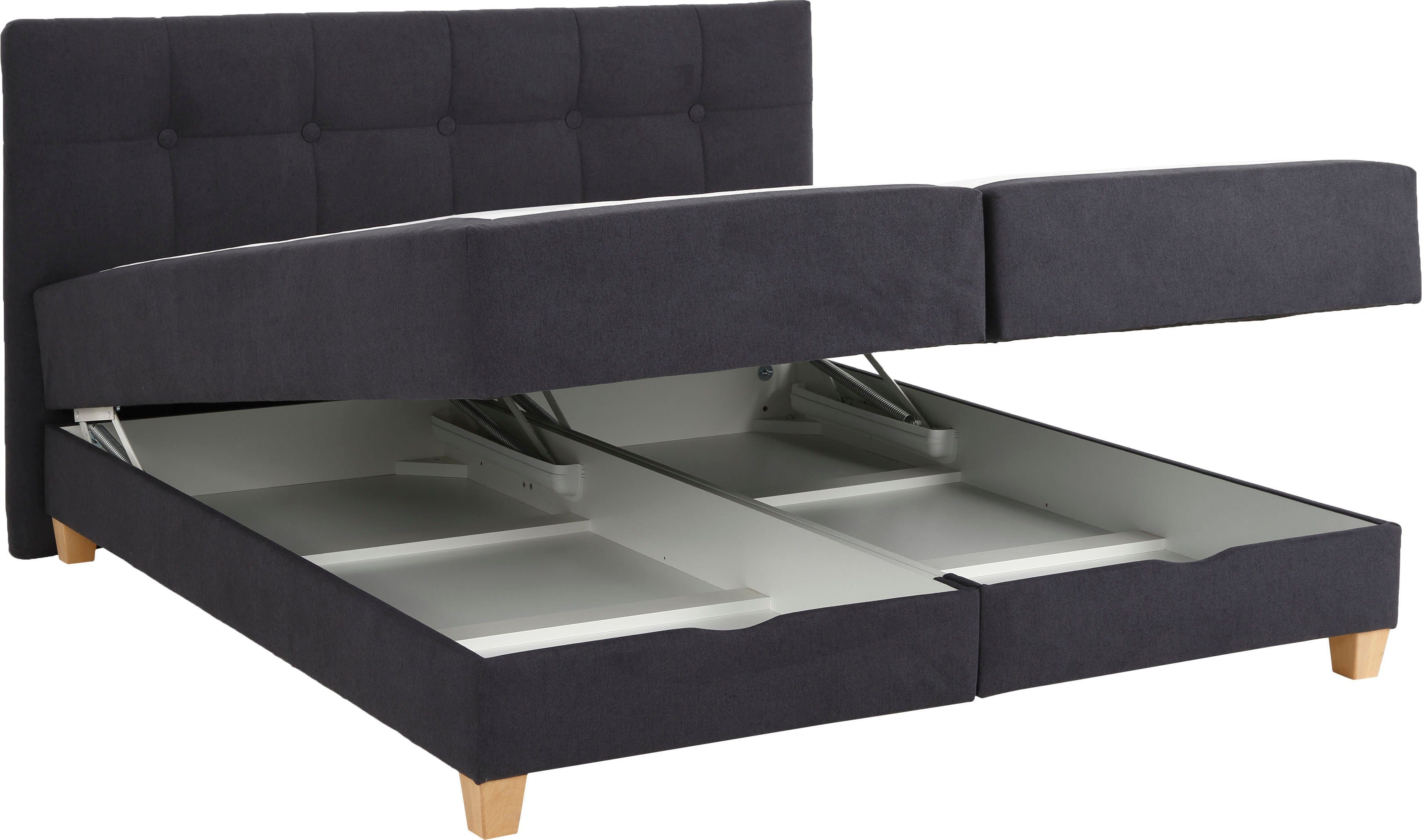 Home affaire Boxspring Lonrai in h2, h3 & h4 en xxl - verlengde 220 cm kiesbaar, incl. topper