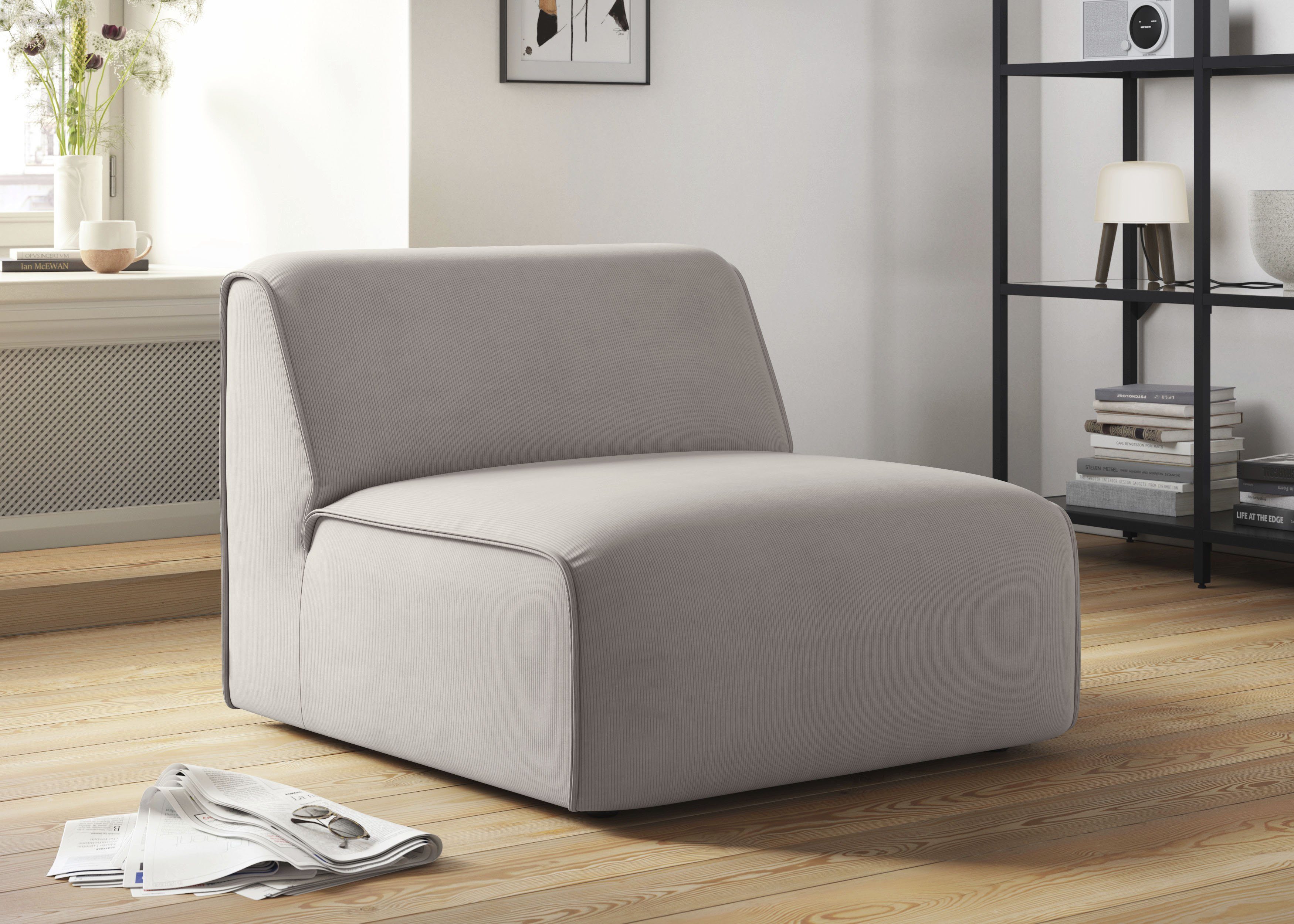RAUM.ID Fauteuil Merid sofa-middenelement, afmetingen B/D/H: 84/97/46 cm als module of apart te gebruiken, voor individuele samenstelling