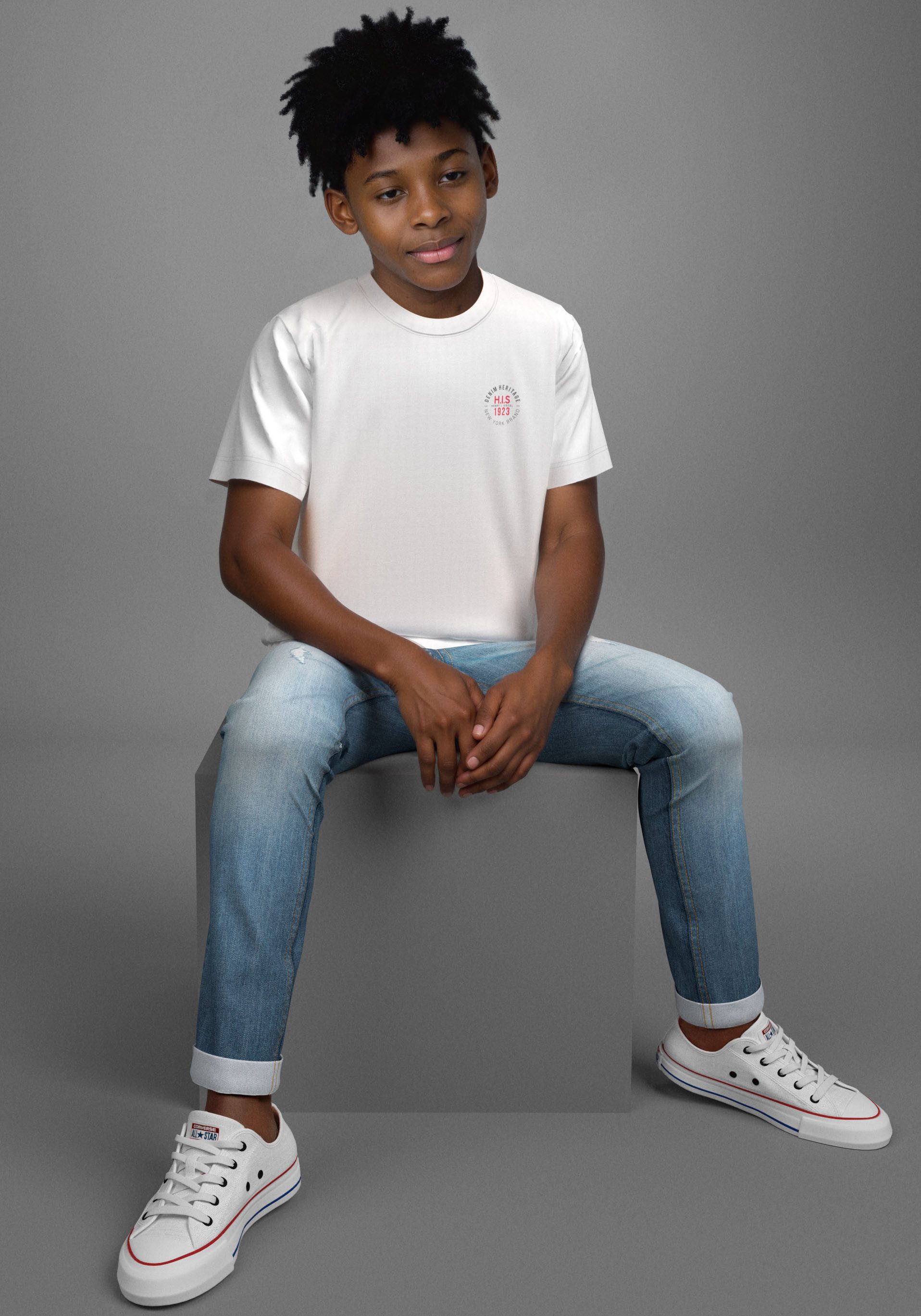 H.I.S T-shirt 2 T-shirts met logo-opdruk (set, 2-delig)