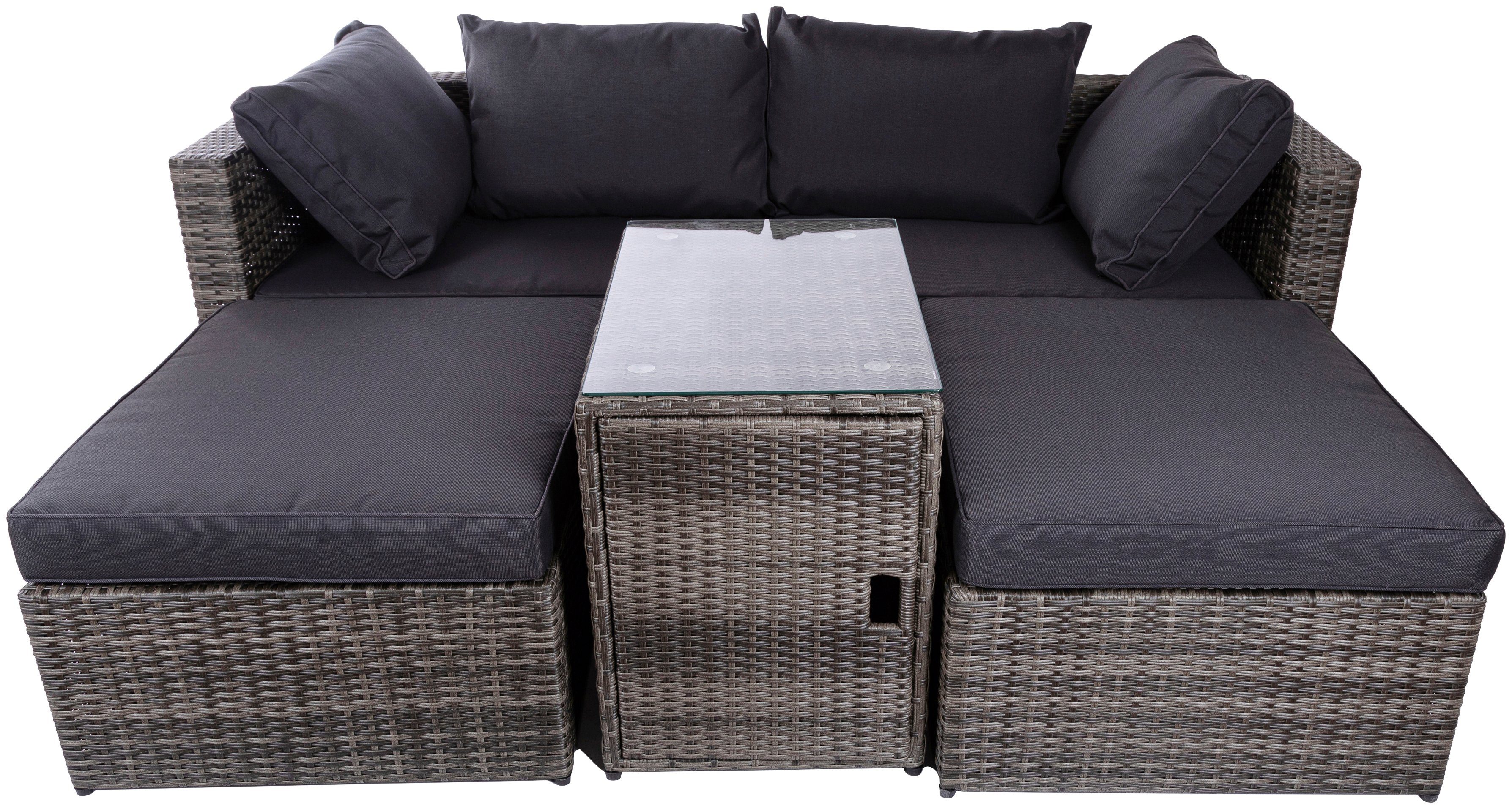 my Flair Tuinset 2 banken, 2 poefs, 1 tafel (5-delig)