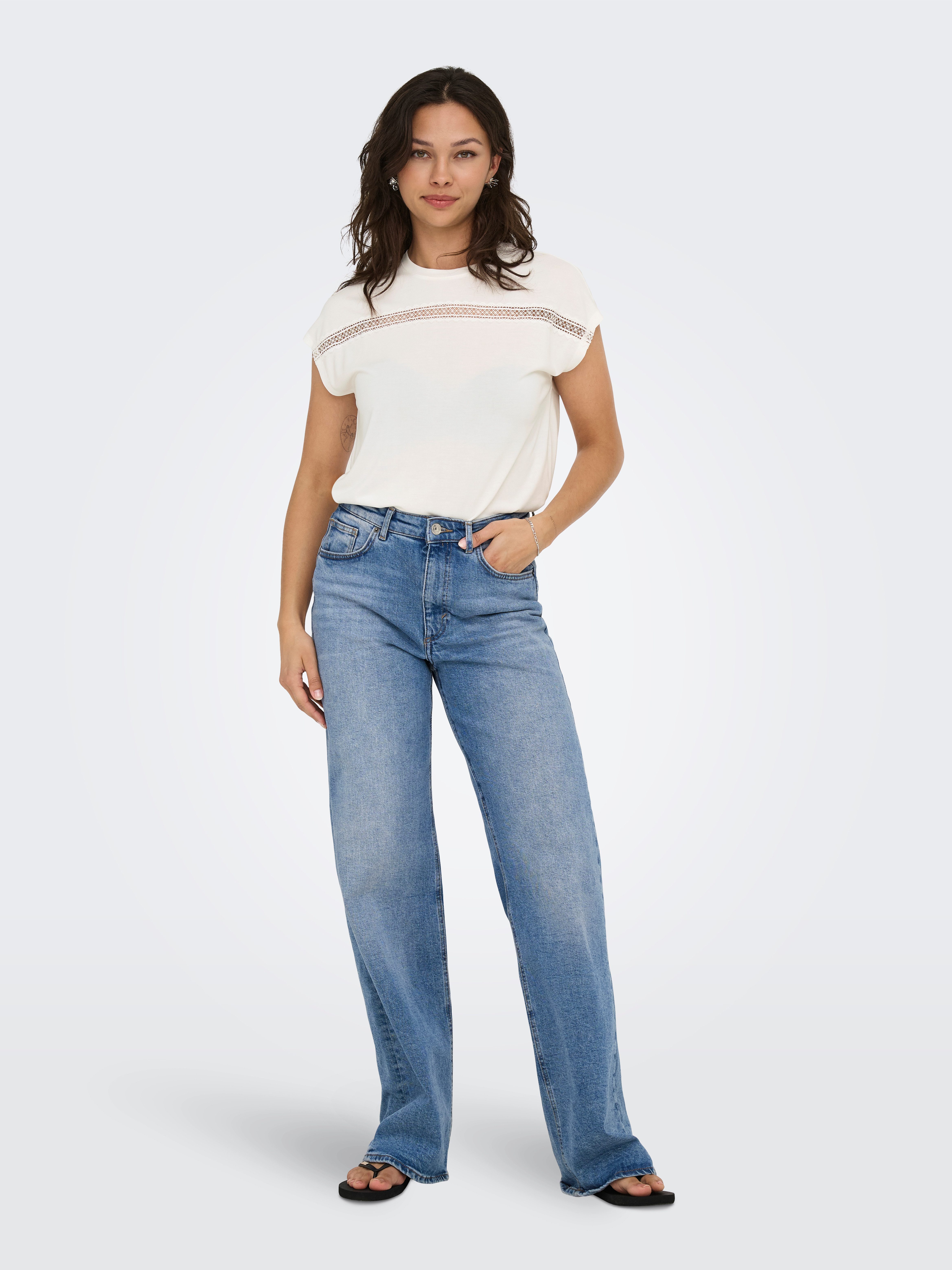 Only Shirt met korte mouwen ONLFREE LIFE BATSLEEVE O-NECK MIX TOPJRS