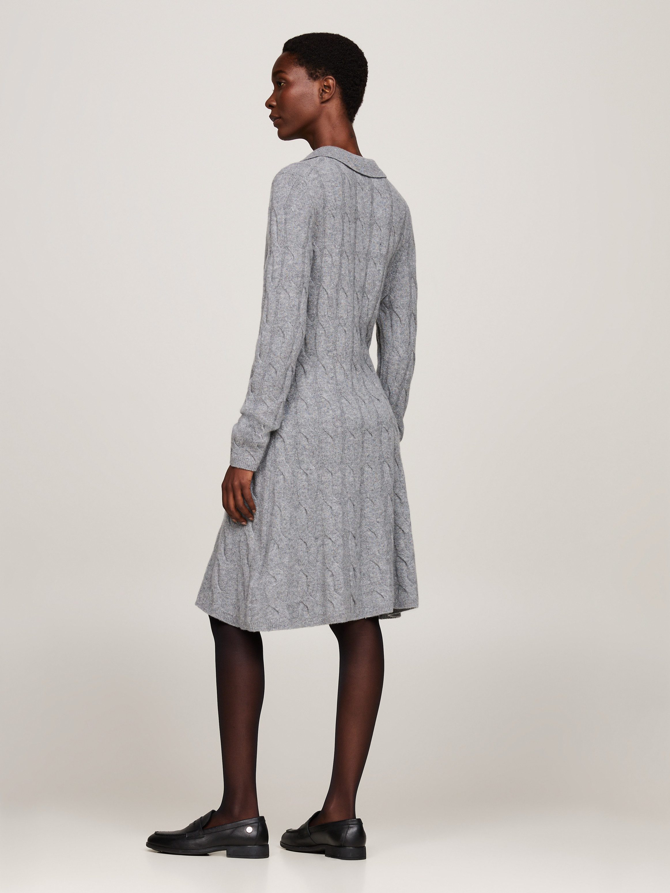 Tommy Hilfiger Gebreide jurk SOFT WOOL CABLE POLO SWT DRESS