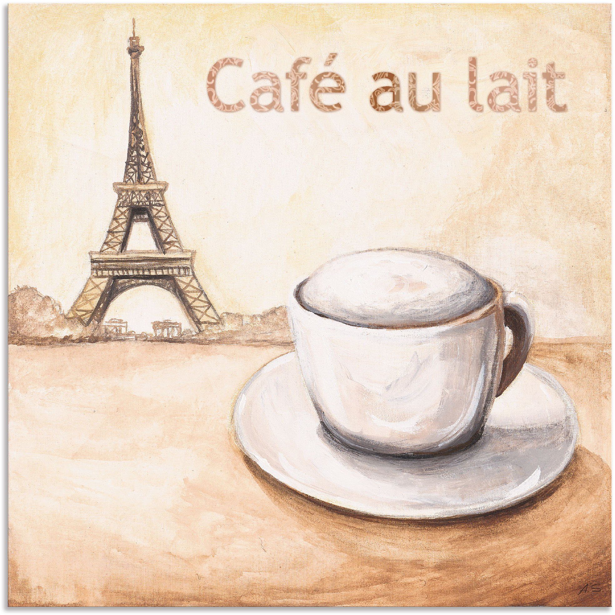 Artland Artprint Café au lait in Paris in vele afmetingen & productsoorten - artprint van aluminium / artprint voor buiten, artprint op linnen, poster, muursticker / wandfolie ook