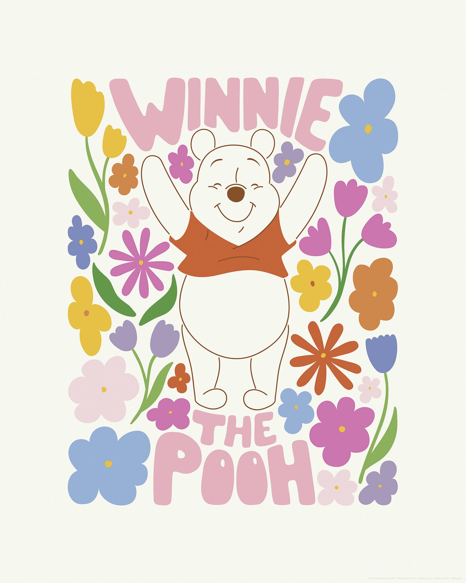 Komar Artprint Disney Winnie the Pooh Happy Botanical 40 x 60 cm (breedte x hoogte) - kinderkamer, decoratie (1 stuk)