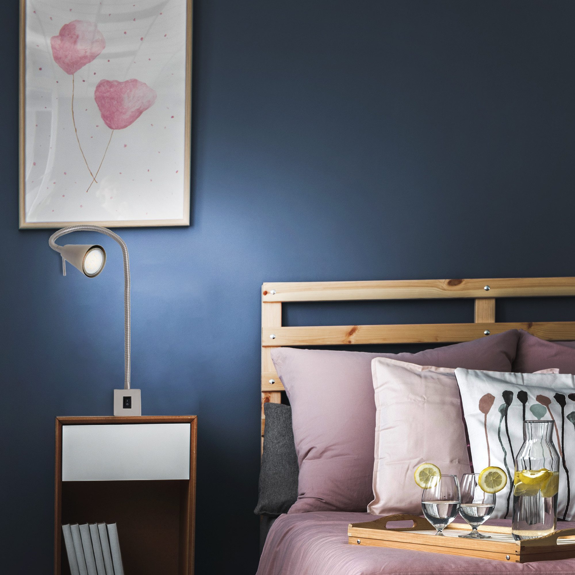 Briloner Leuchten Led-wandlamp 2-pack LED bedlamp slaapkamer woonkamer mat-nikkel