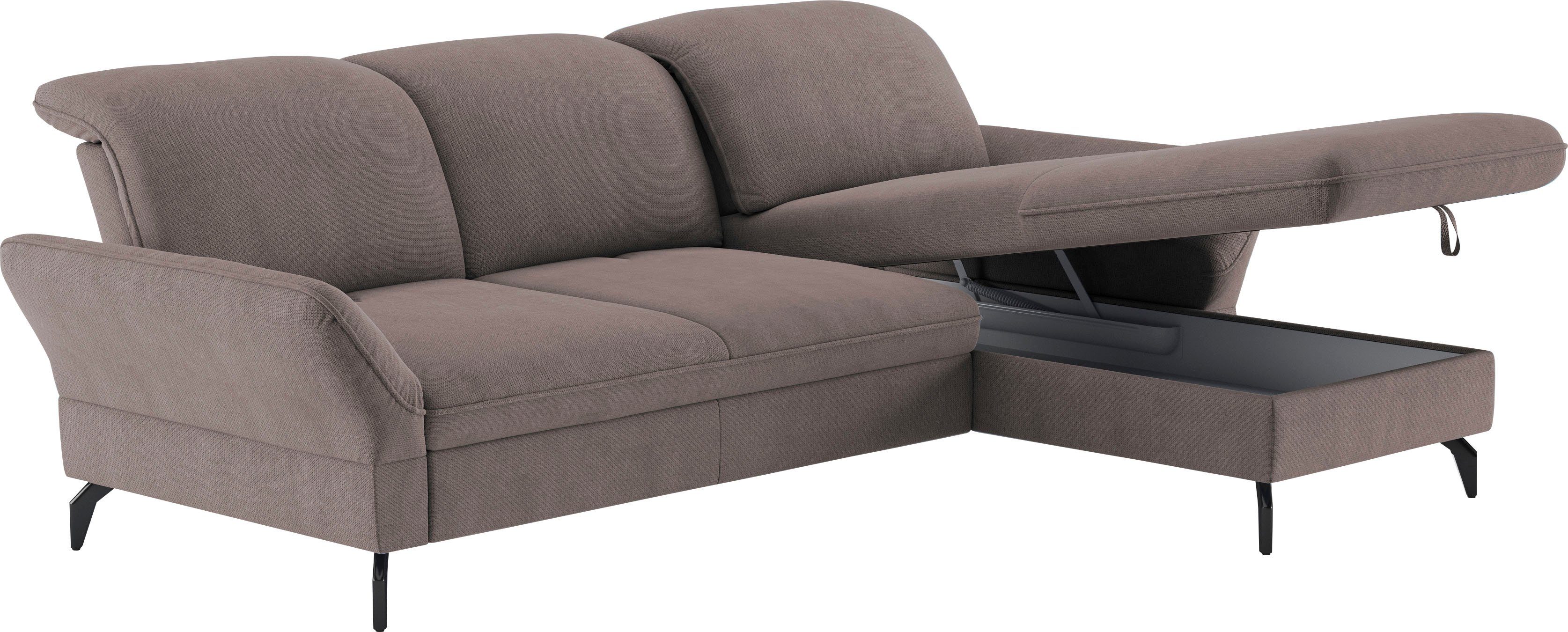 sit&more Hoekbank Leandro L-vorm Naar keuze met bed, hoofdbord en armleuningfunctie, en bedkist