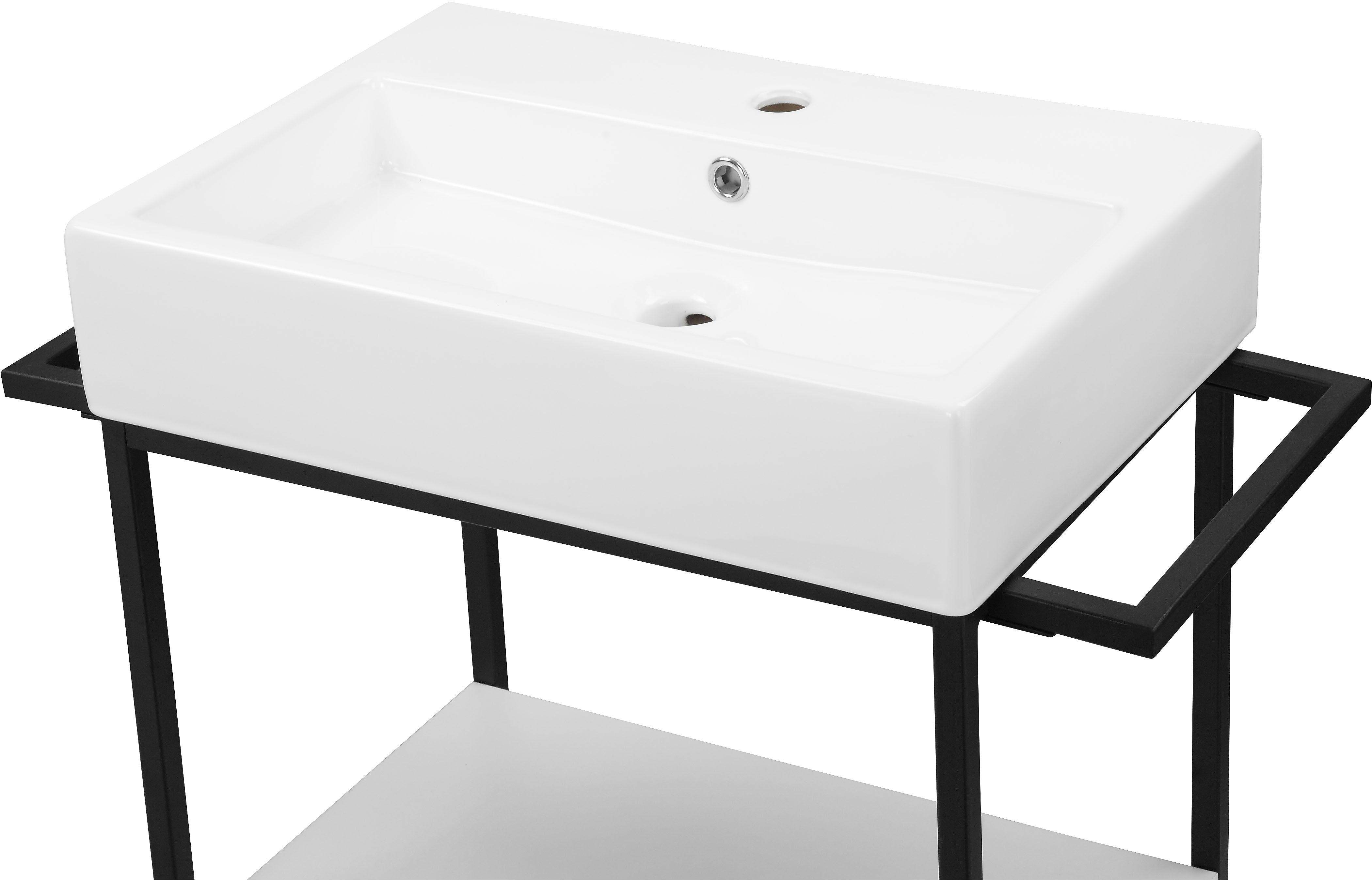 welltime Wastafelonderkast Stockholm Badkamermeubels metaallook incl. wasbak, breedte 60 cm wastafel
