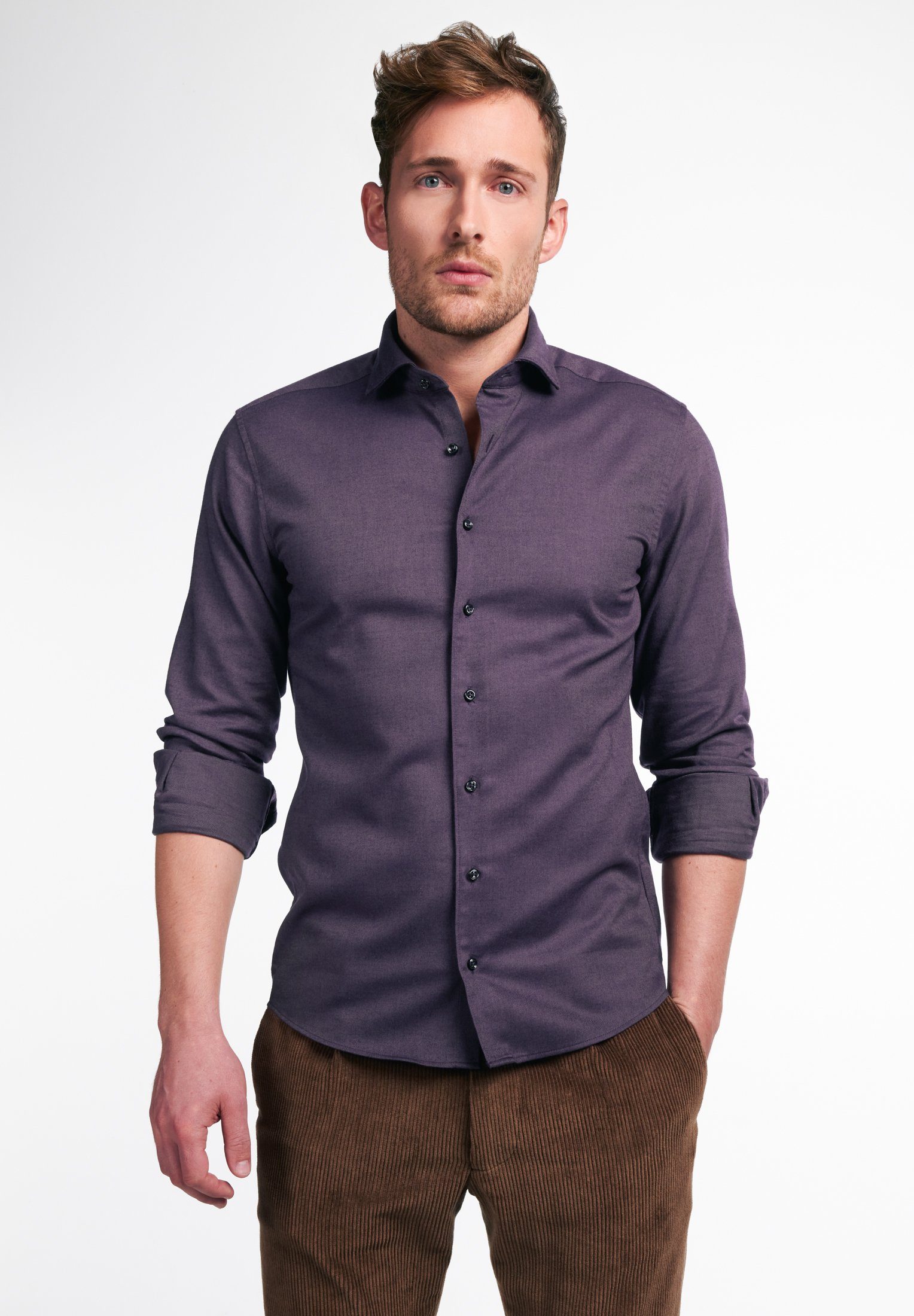 Eterna Overhemd met lange mouwen Comfort fit NON IRON (strijkvrij) heren overhemden maat 40 bruin