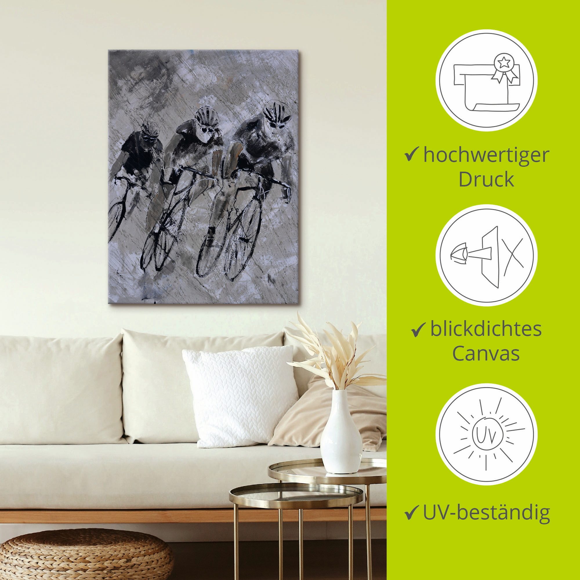 Artland Artprint Fietsen in de regen als artprint van aluminium, artprint voor buiten, artprint op linnen, poster in verschillende maten. maten