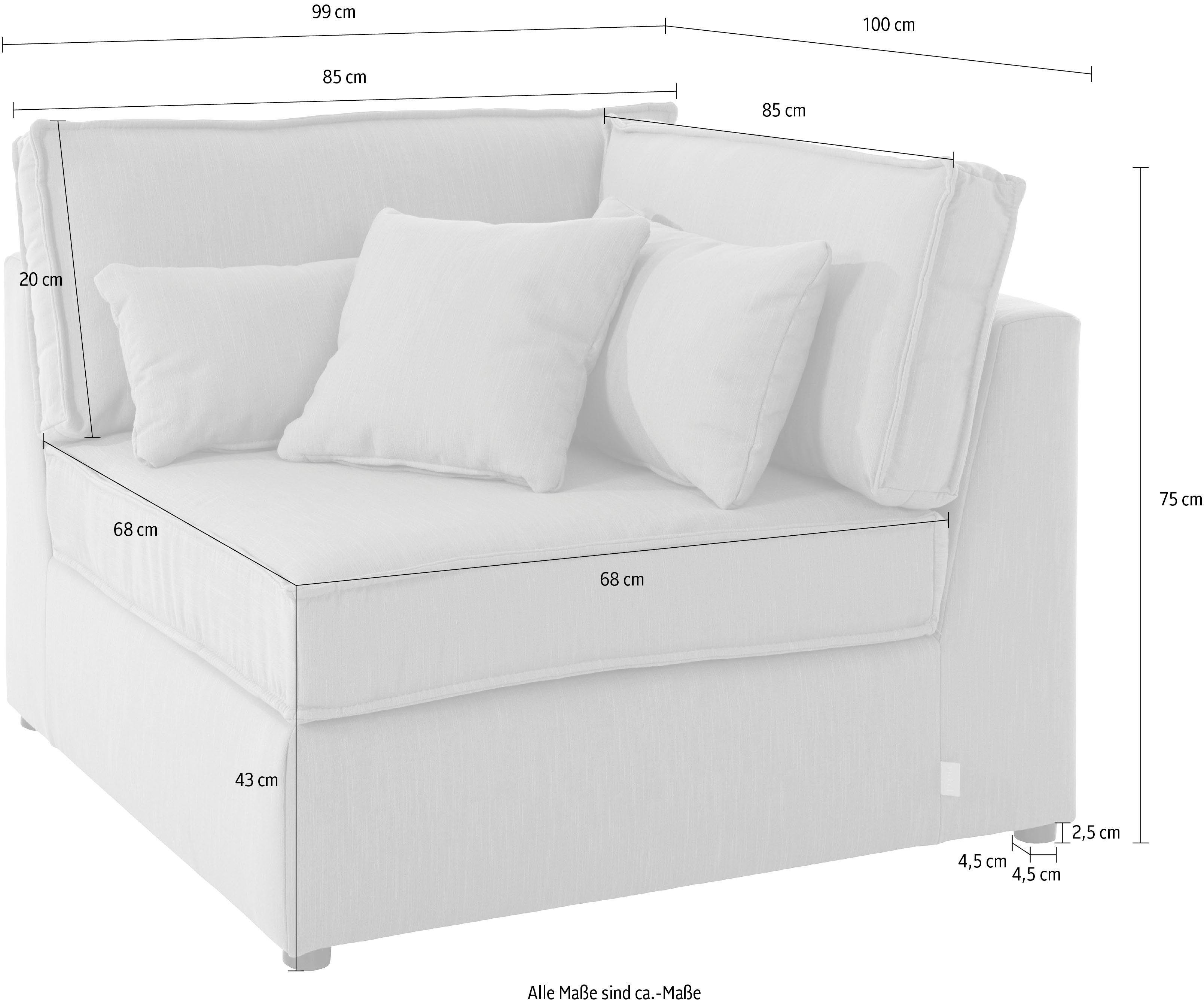 RAUM.ID Bank-hoekelement Florid Deel van een modulaire bank , stevig zitcomfort, ook in cord