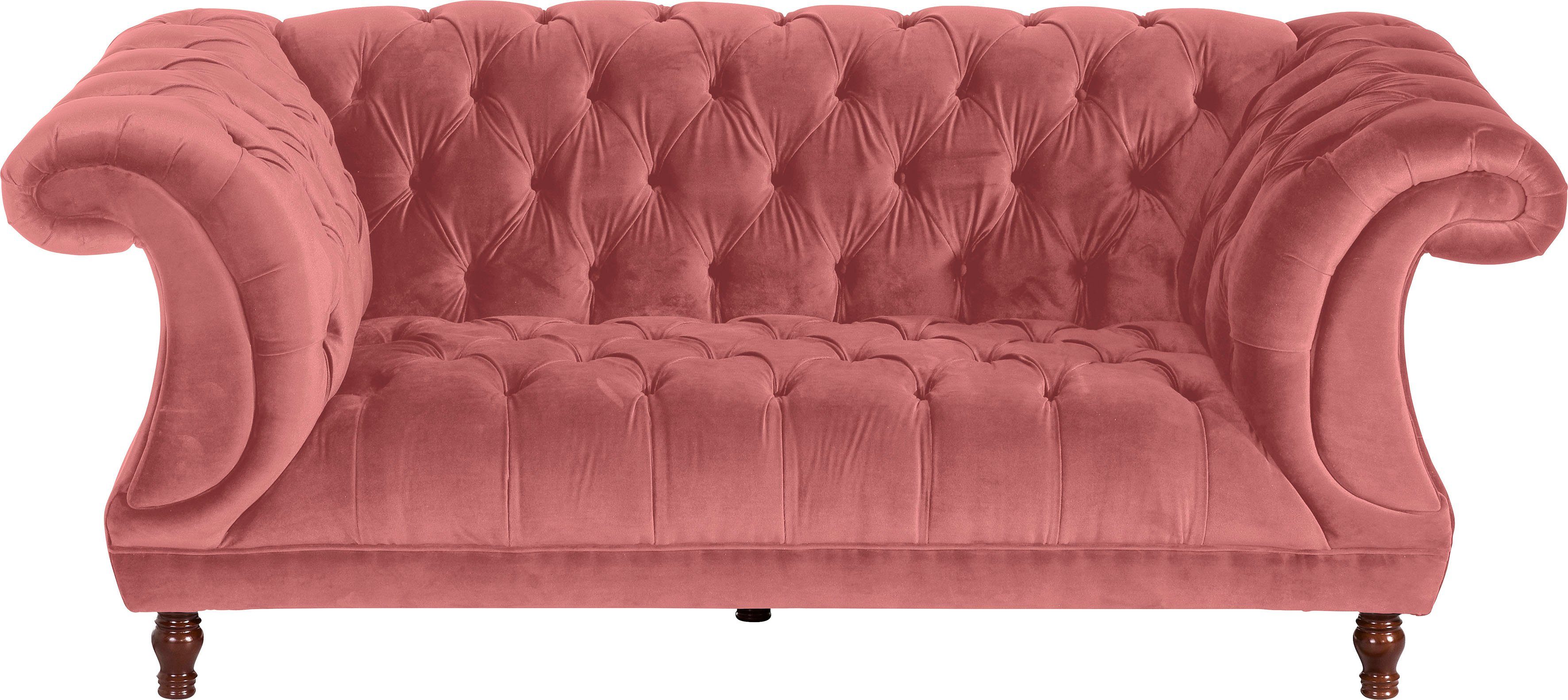 Max Winzer® Chesterfield-bank Isabelle met chique capitonnage & gedraaide poten in beuken/notenkleur, breedte 200 cm