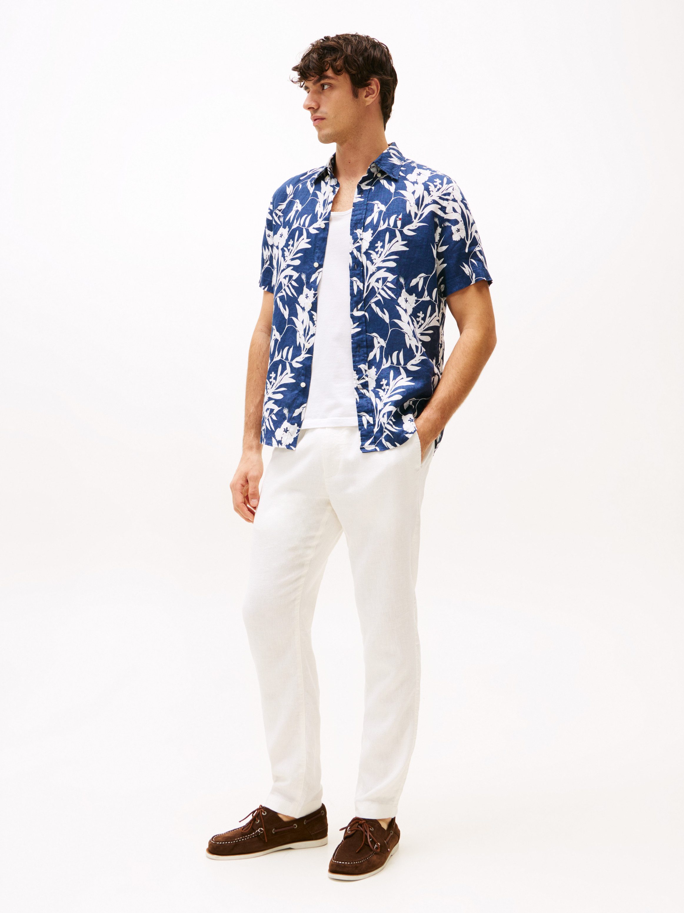 Tommy Hilfiger Linnen overhemd LINEN TROPICAL PRT SS RF SHIRT