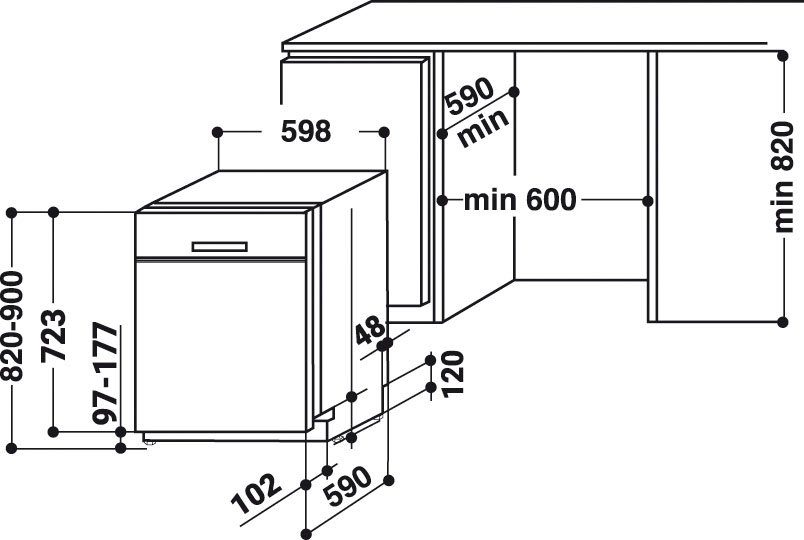 BAUKNECHT Volledig geïntegreerde vaatwasser OBIO POWERCLEAN 6330, 82 cm x 59,8 cm