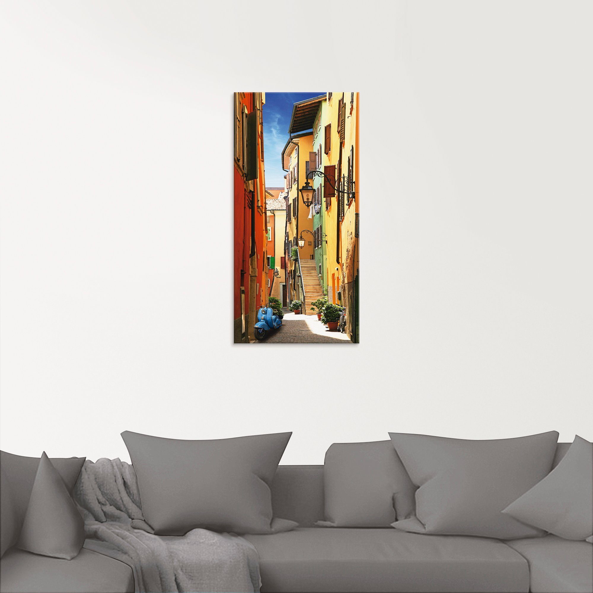 Artland Print op glas Altstadtgasse Riva del Garda