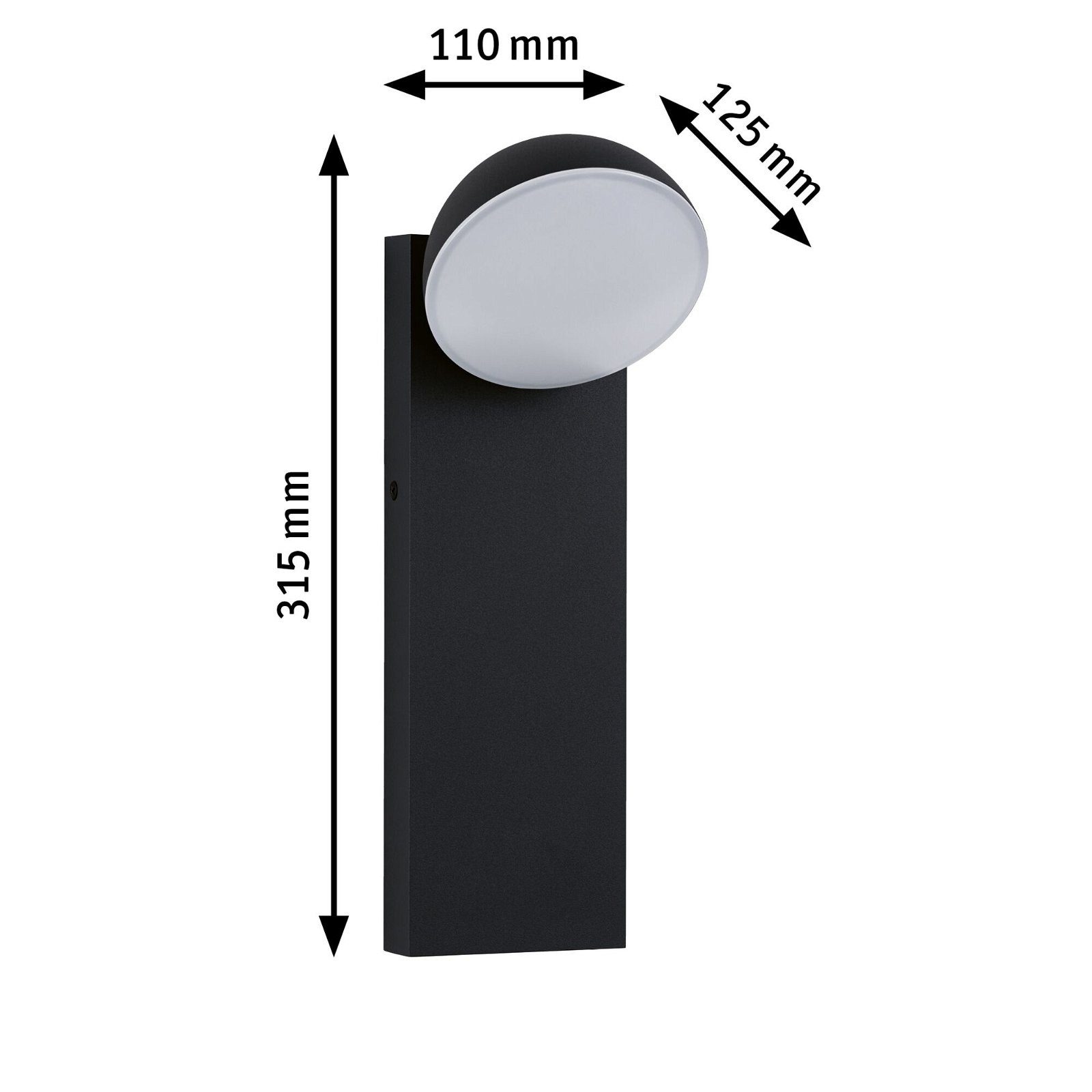 Paulmann Led-wandlamp voor buiten Puka IP44 rond 110x125mm 3000K 8,5W 460lm 230V Antraciet Aluminium (1 stuk)