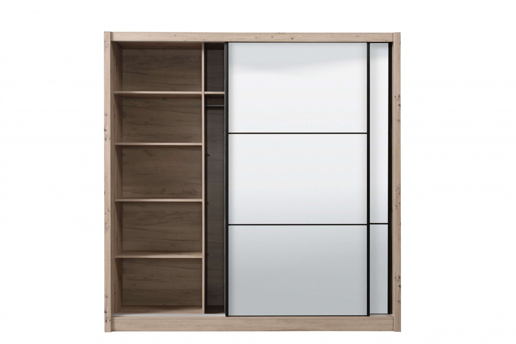 INOSIGN Schuifdeurkast Navara kledingkast met spiegel linnenkast met volledige spiegelfront, fsc®-gecertificeerd, 213,5x215,5x61cm