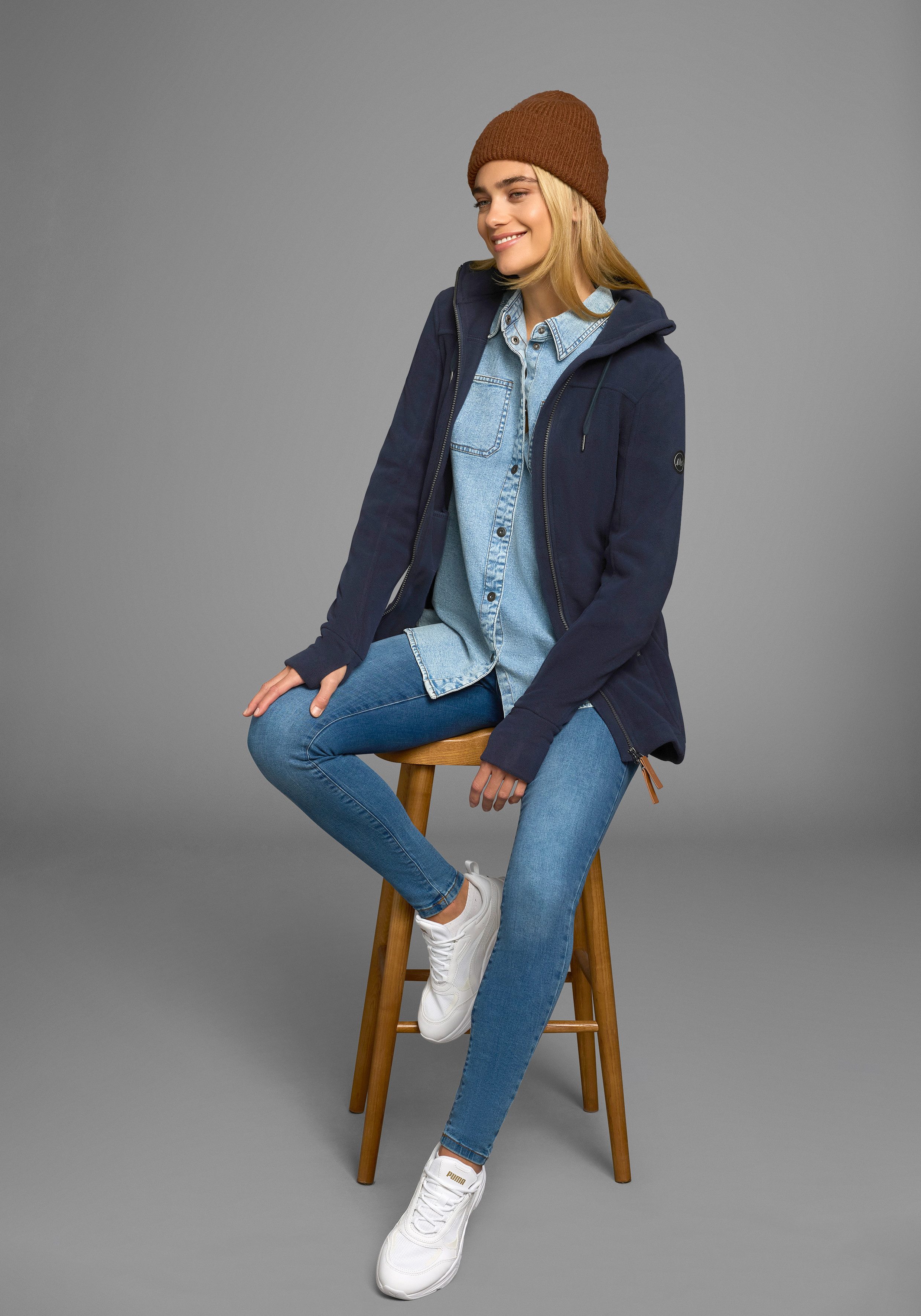 Polarino Fleecejack van fleece, ademend, sneldrogend