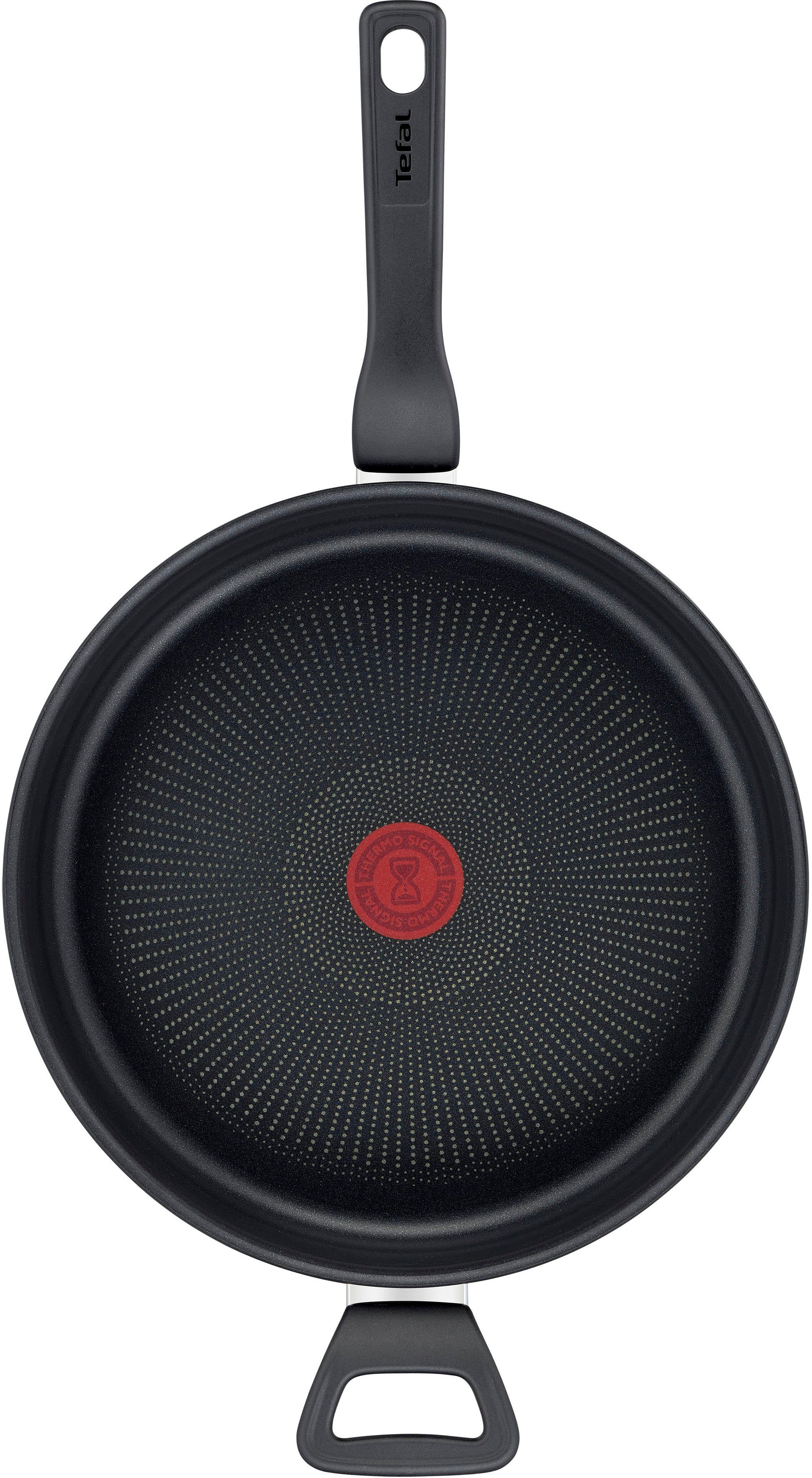 Tefal Hapjespan Hard Titanium Pro Inductiepan, temperatuurindicator, Made In France, glazen deksel, 28 cm
