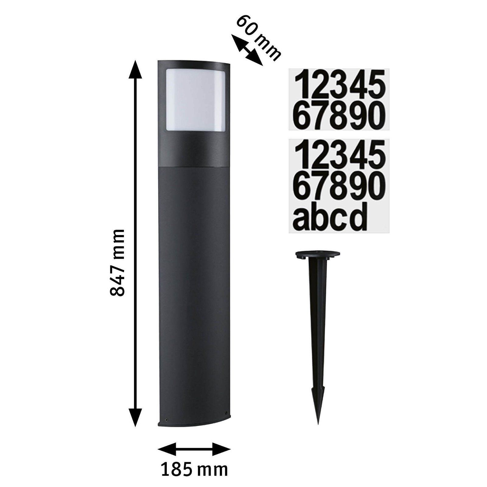 Paulmann Led-bolderlamp Padea IP44 847mm 8,5W 700lm 230V Antraciet Kunststof Smart Home Zigbee 3.0 schemerschakelaar insectvriendelijk (1 stuk)