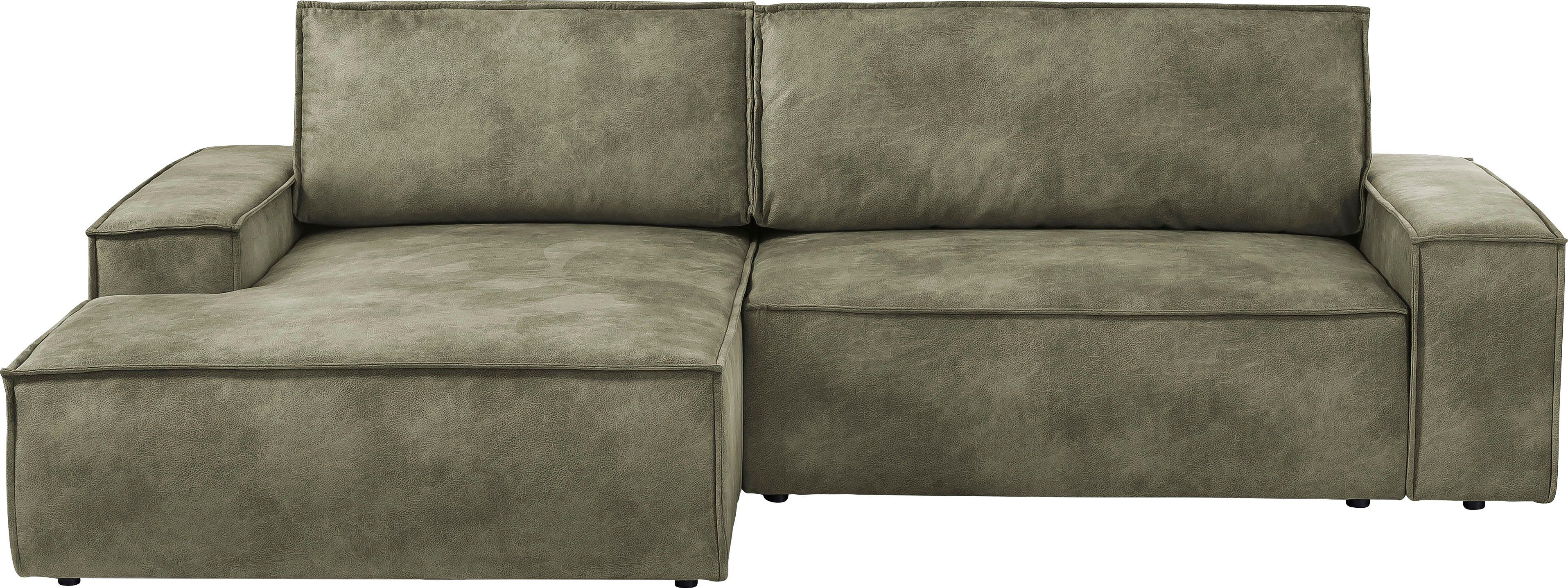 Home affaire Hoekbank SHERWOOD bedbank 267 cm, L-model, Slaapfunctie met bedlade (210x136 cm), cord, vintage, fluweel