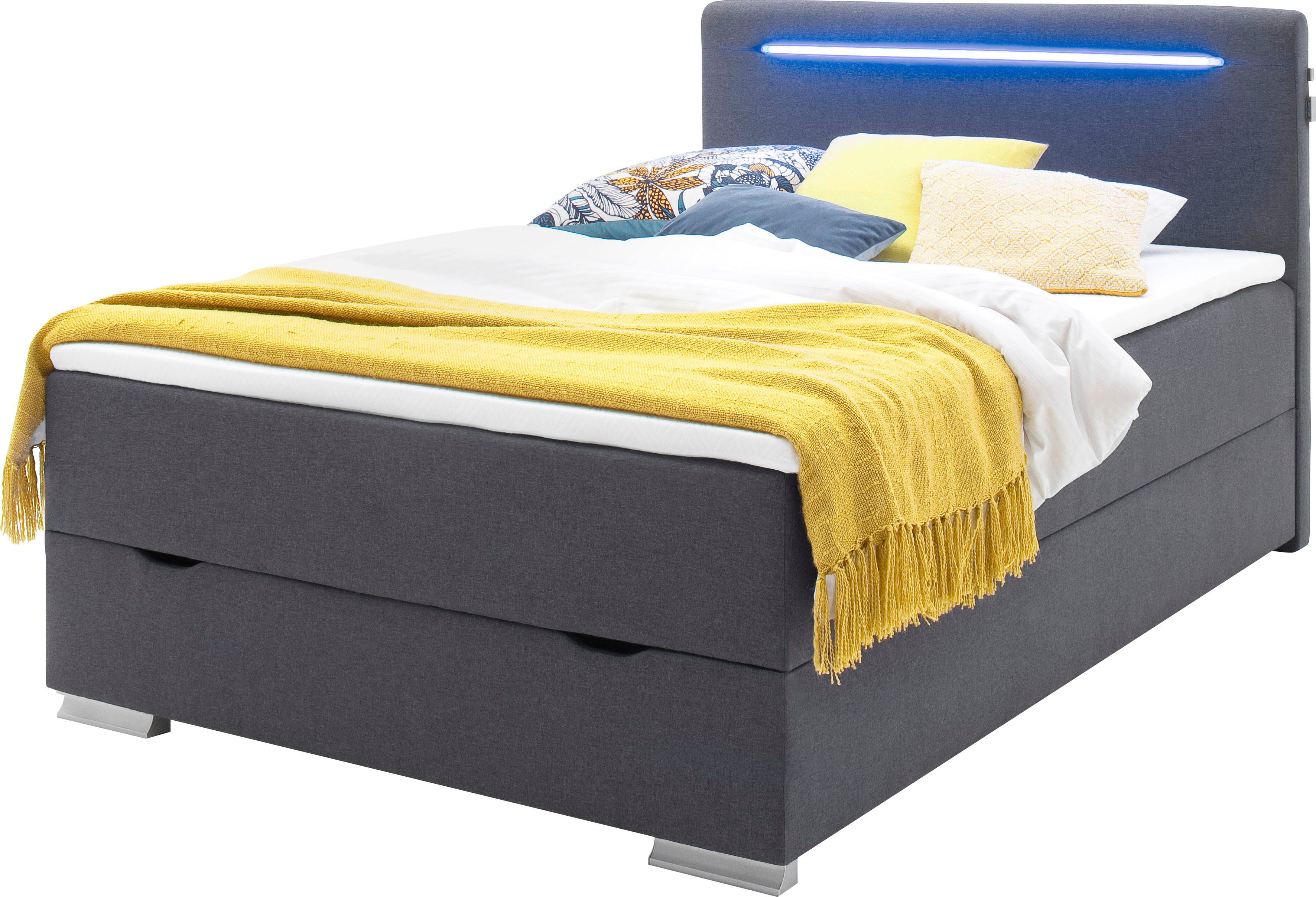 meise.möbel Boxspring Las Vegas Voeten en hoofdbord met ledverlichting, met bedkist en topmatras