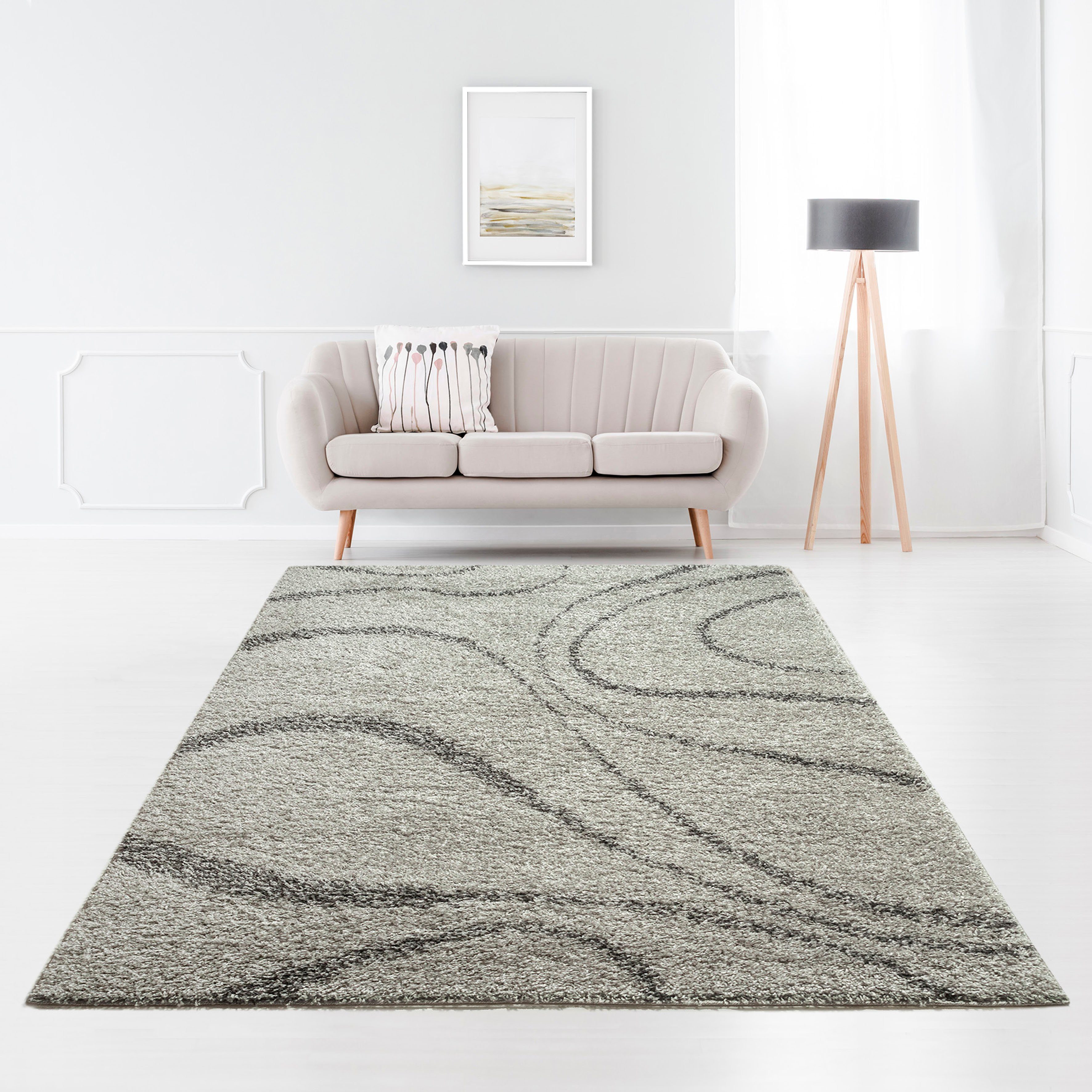 Home affaire Hoogpolig vloerkleed Nano modern golfdessin, hoge pool, bijzonder zachte pool
