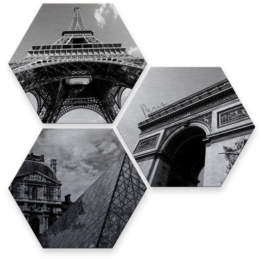 Wall-Art Meerdelige artprint Zilvereffect Impression of Paris (set, 3 stuks)