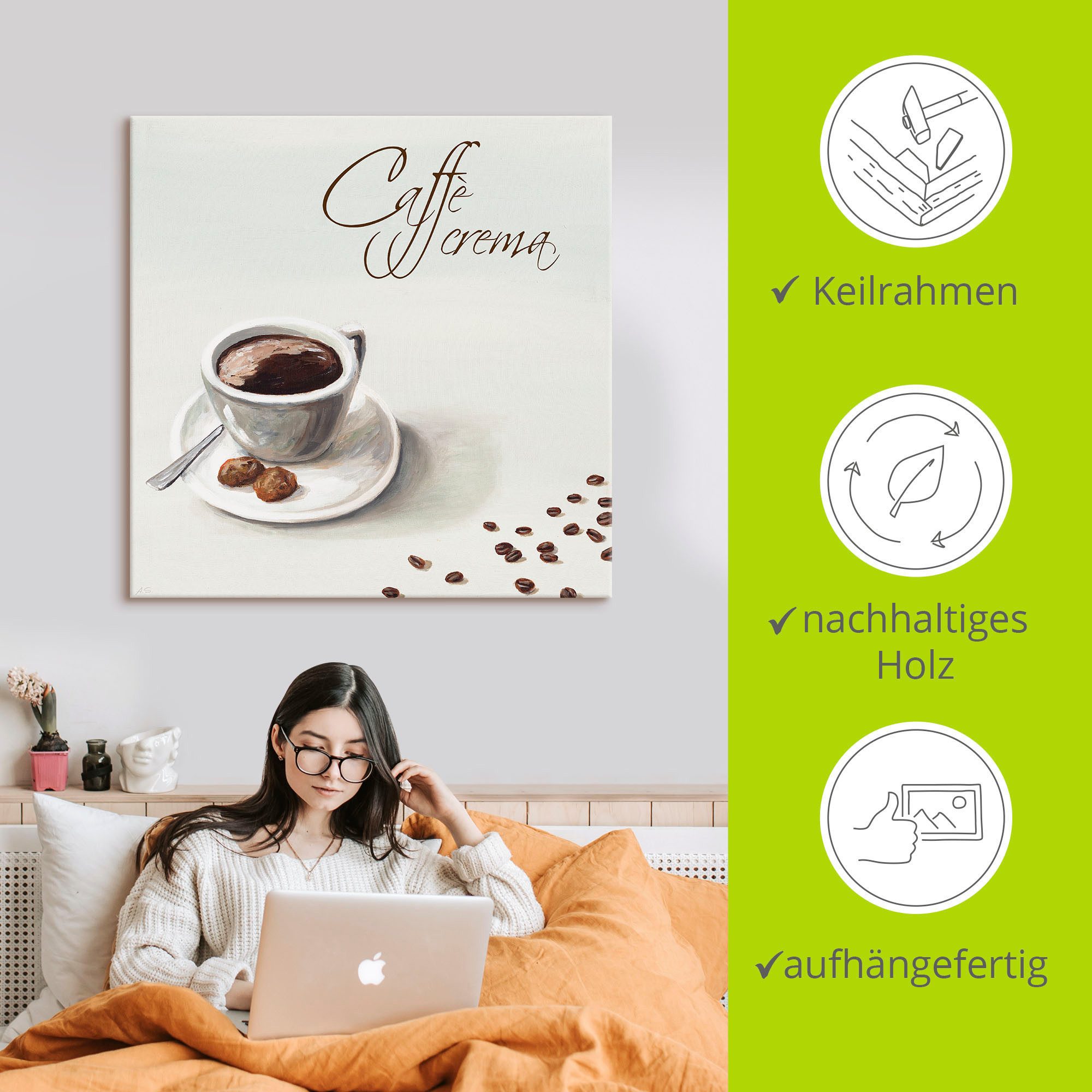 Artland Artprint Koffie crema als artprint op linnen, muursticker in verschillende maten