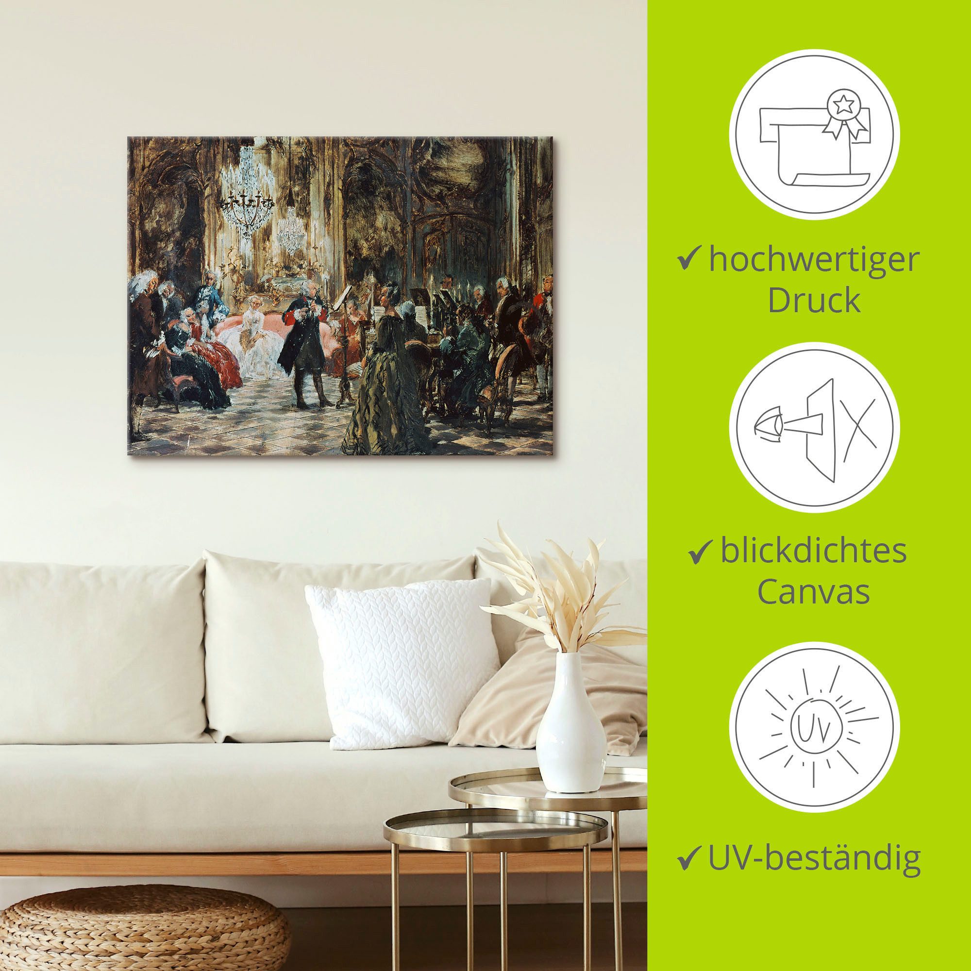 Artland Artprint Fluitconcert Frederik de Grote. als artprint op linnen, poster in verschillende formaten maten